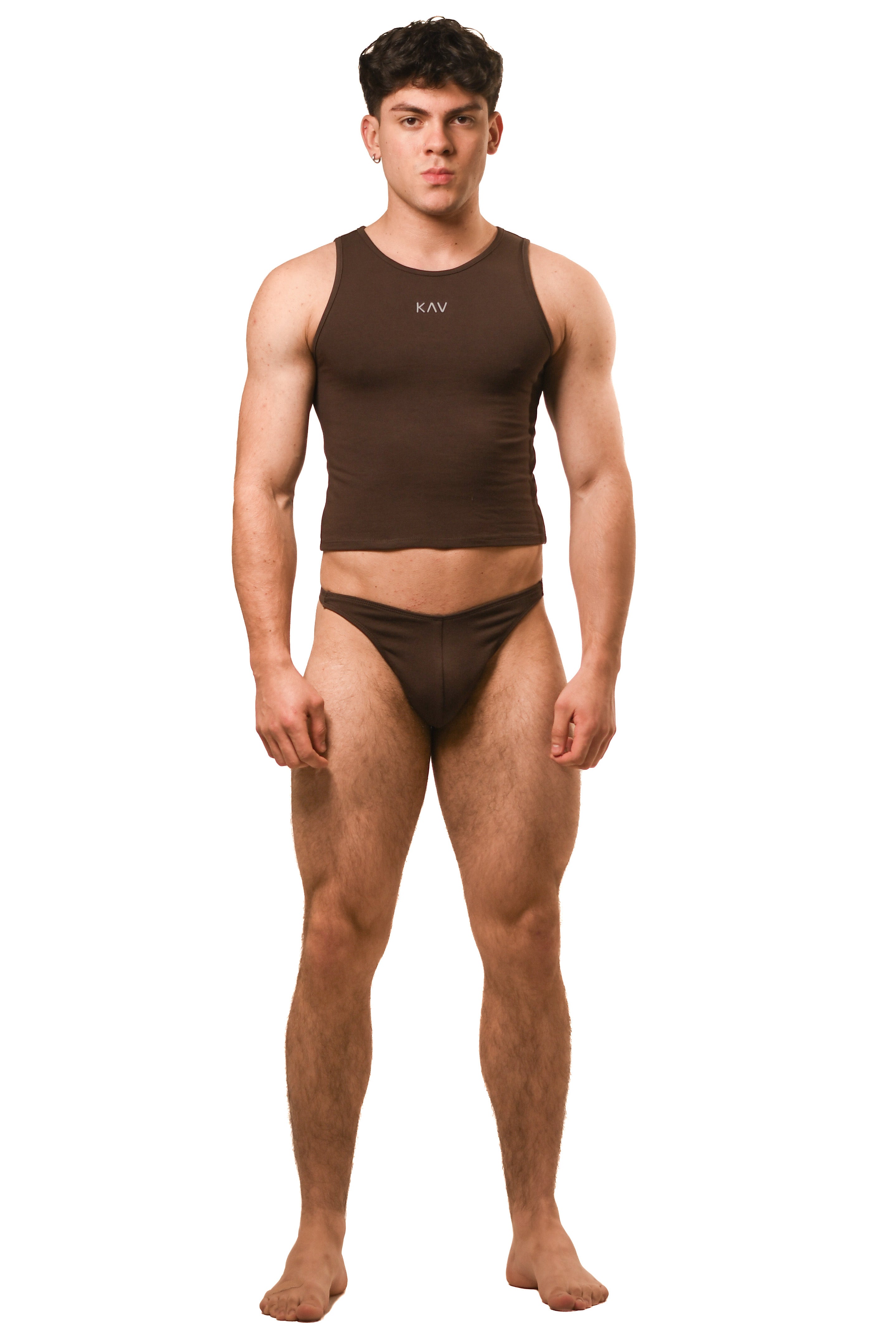 Hot Brown Gabriel Thong Set