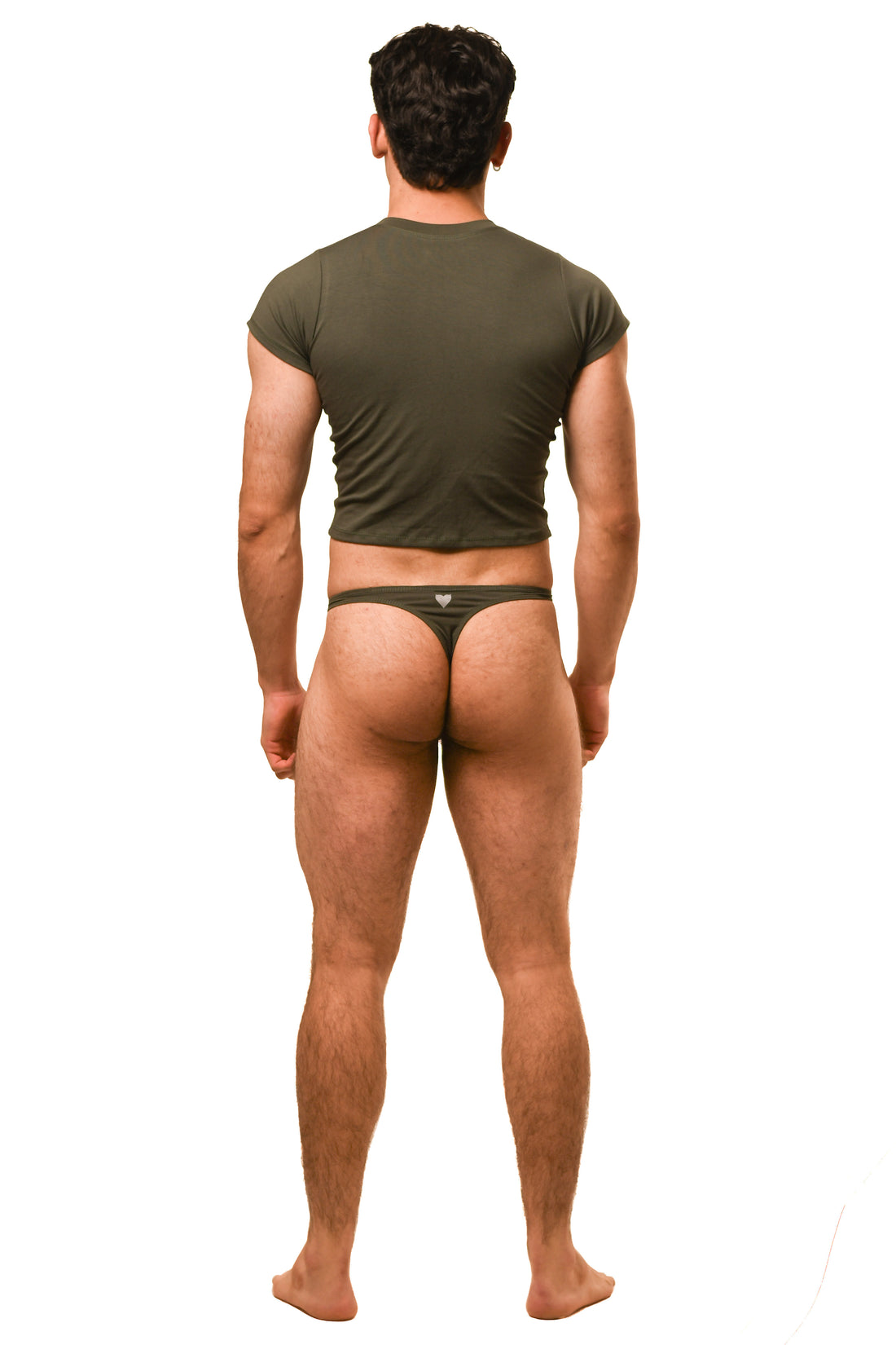 Dark Green Baby Tee Thong Set