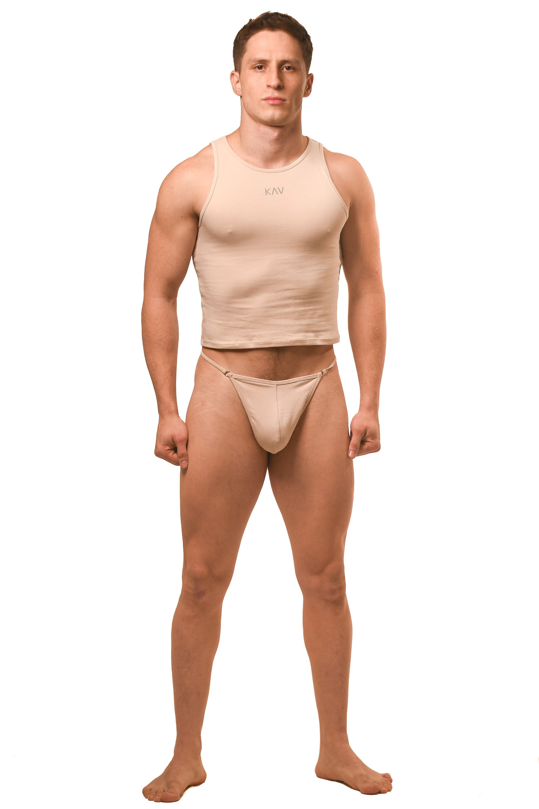 Beige Magnet Tank Top G-String Set