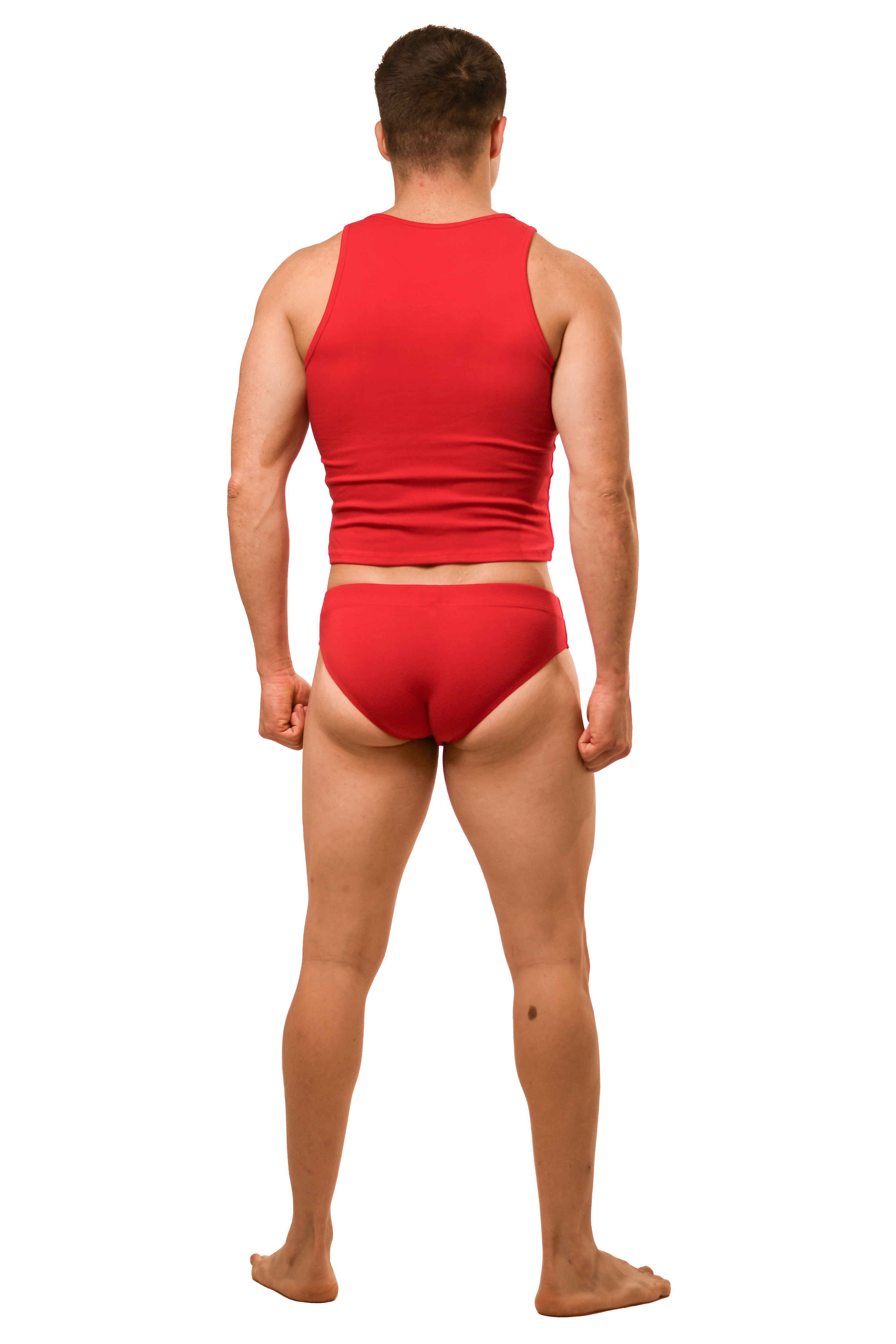 Red Magnet Tank Top Brief Set