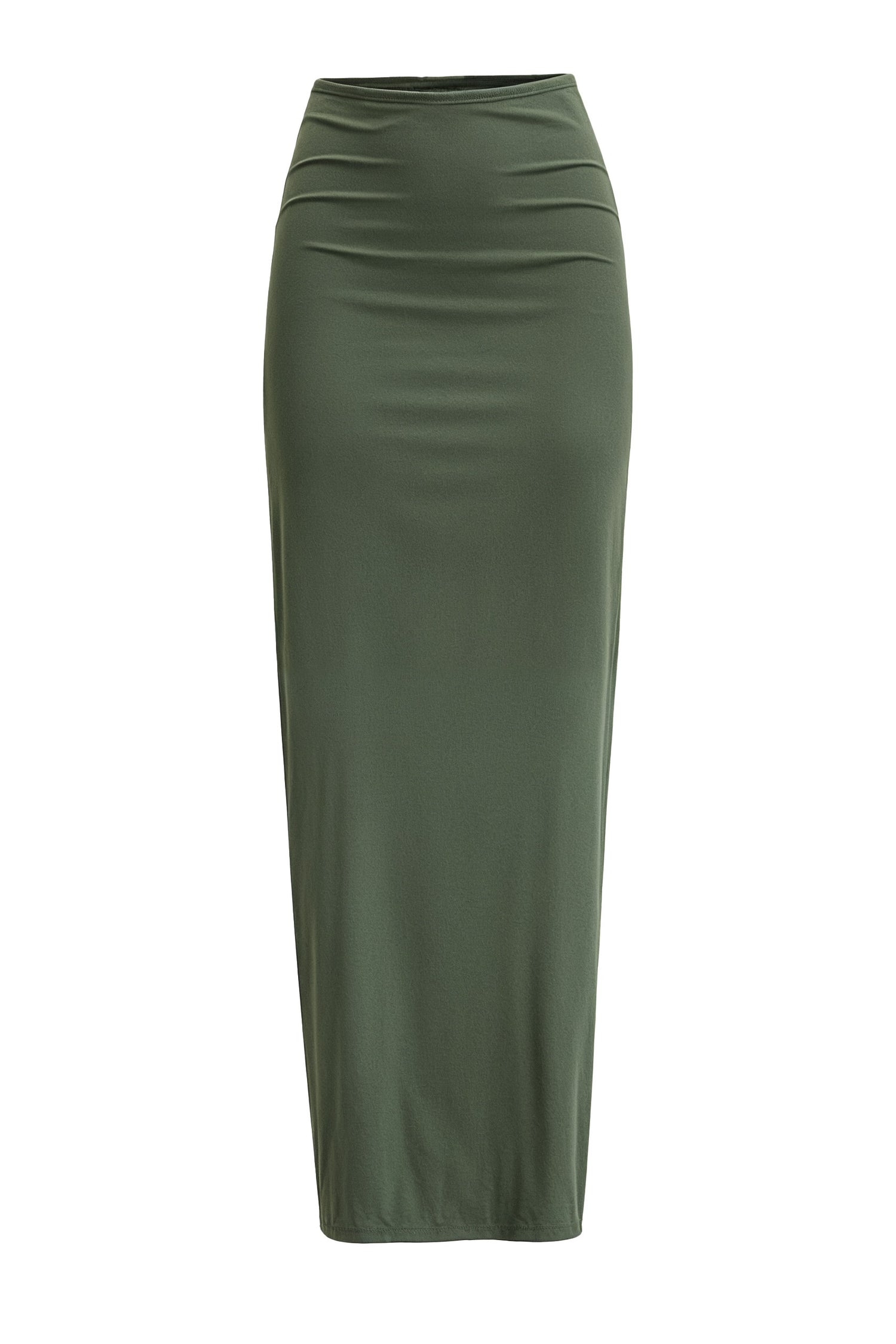 Dark Green Long Bodycon Cotton Jersey Skirt