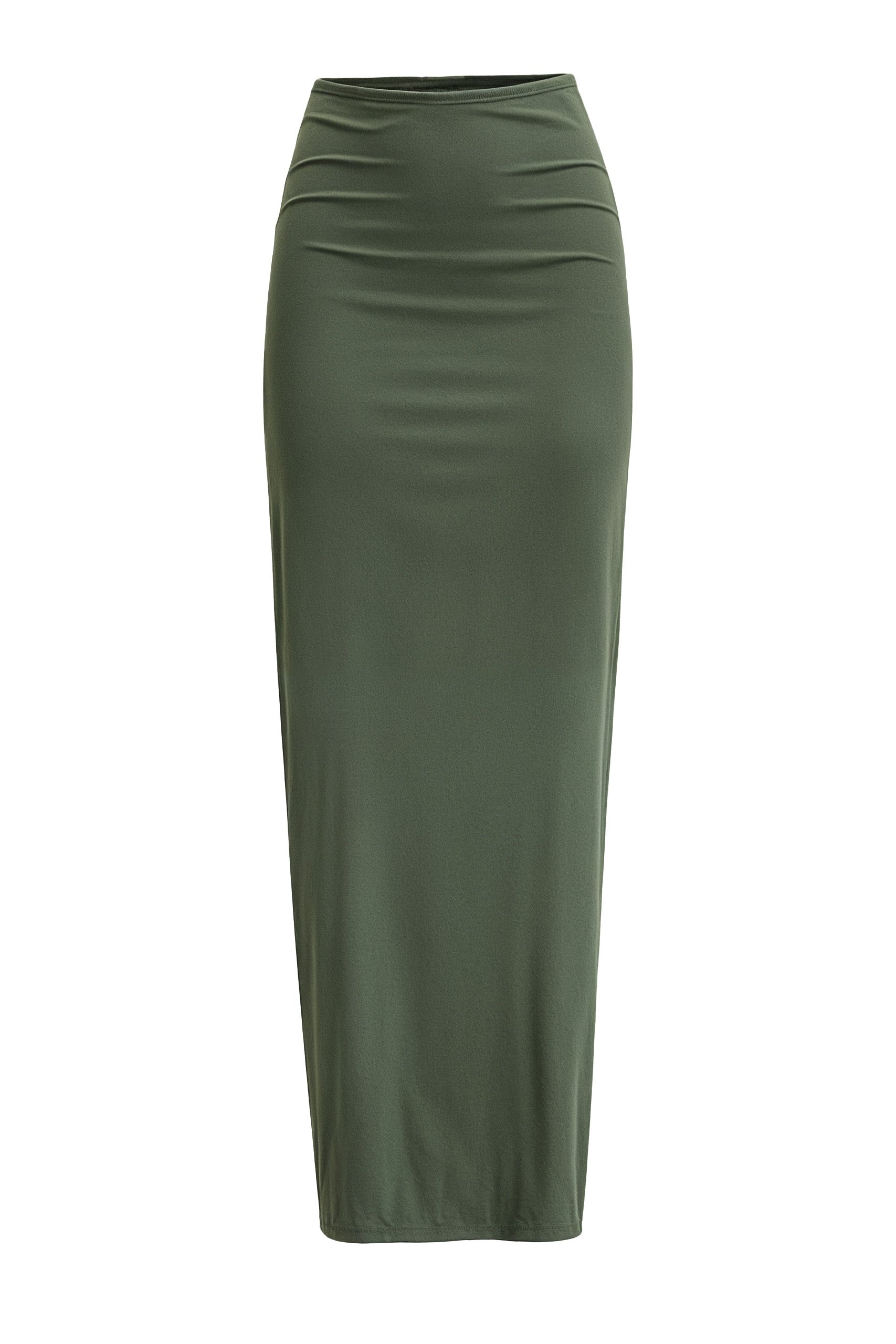 Dark Green Long Bodycon Cotton Jersey Skirt