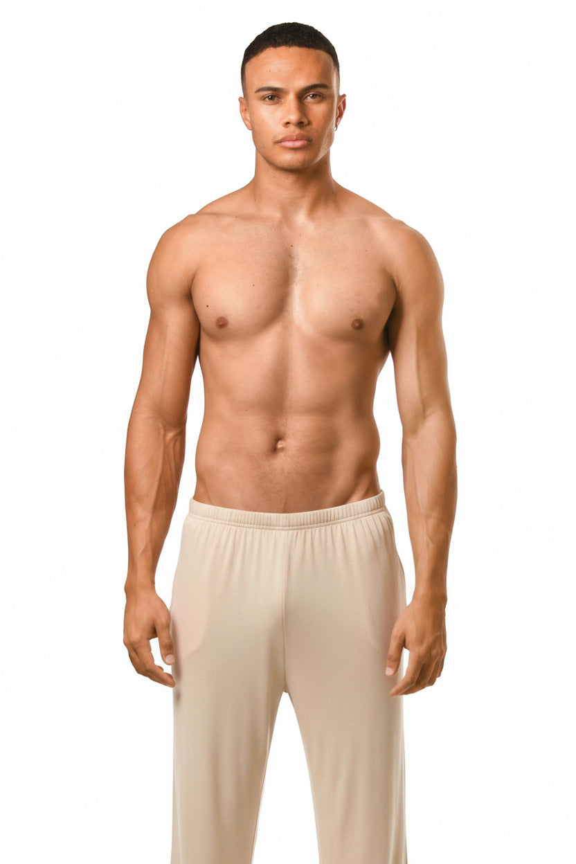 Beige Cotton Jersey Loose Pant