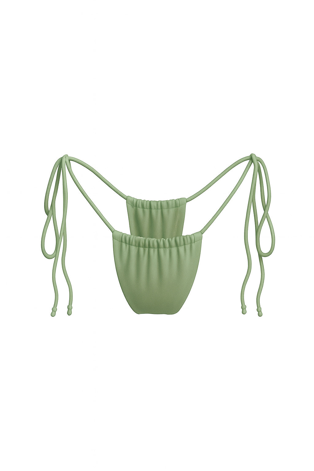 Olive Green Tie-Side Ruched Bikini Bottom