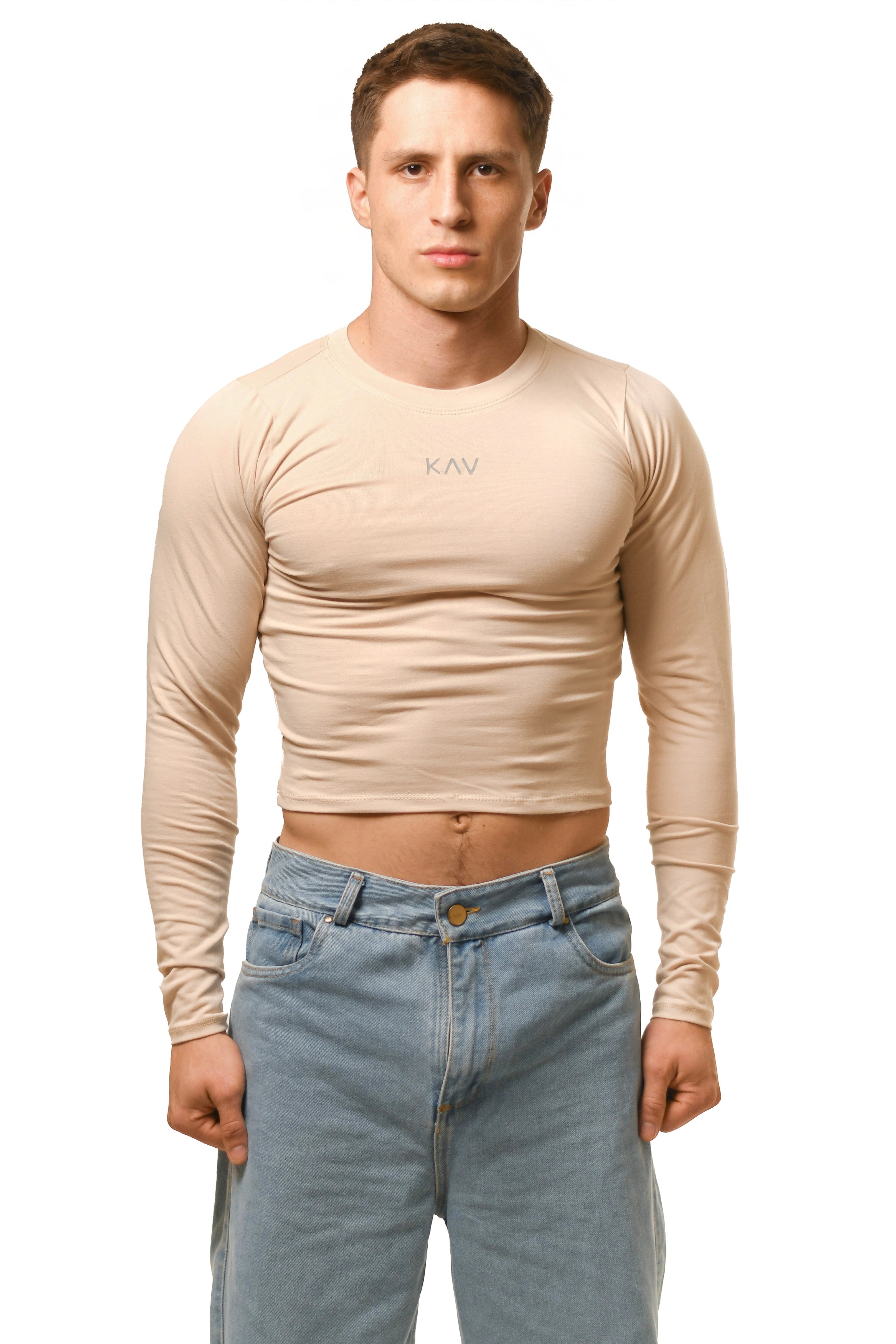 Beige Long Sleeve Magnet Top