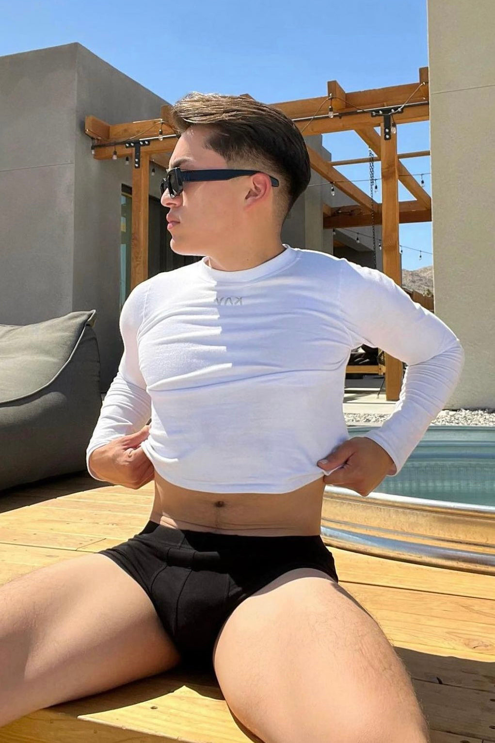 White Long Sleeve Magnet Top