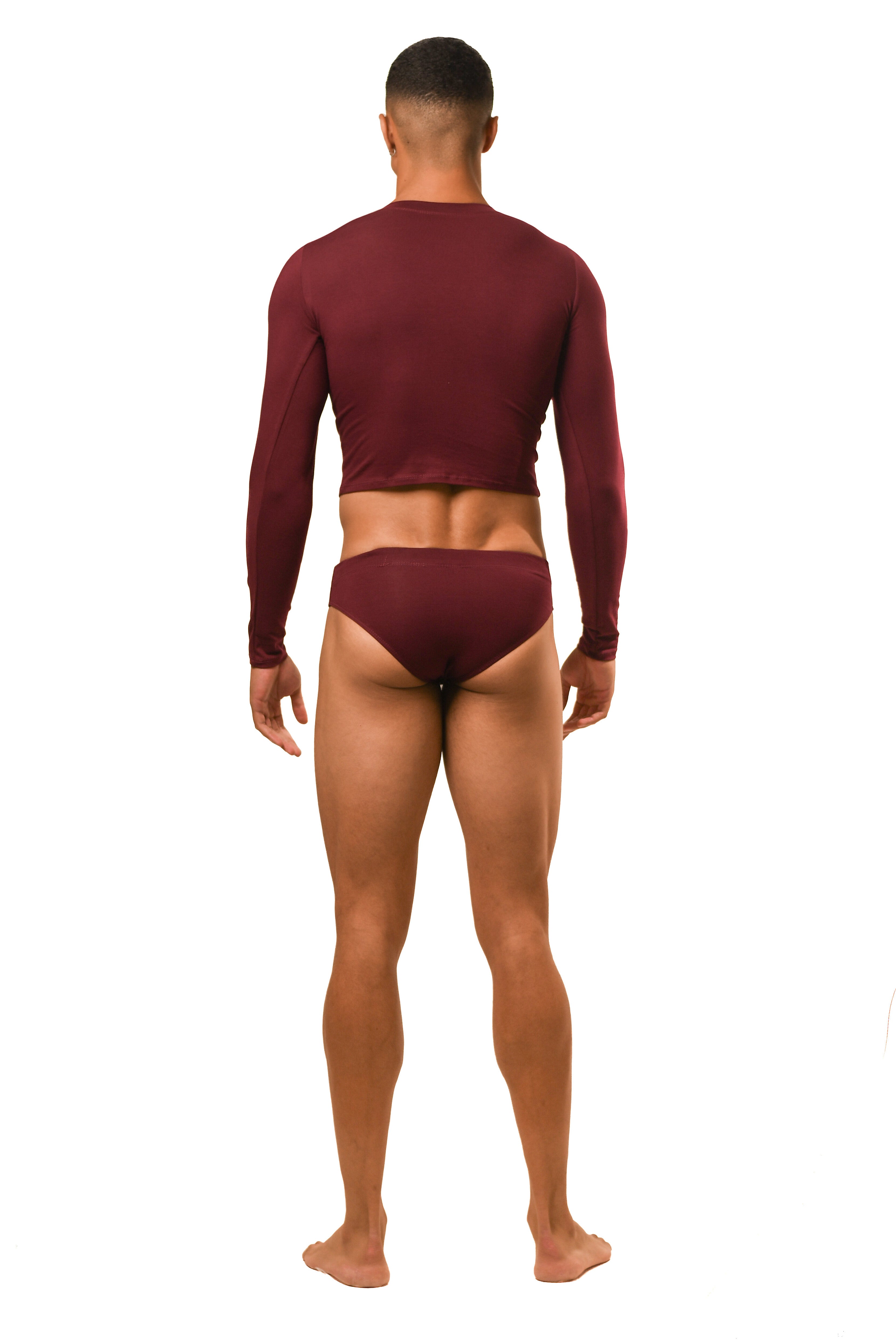 Dark Red Long Sleeve Magnet Brief Set