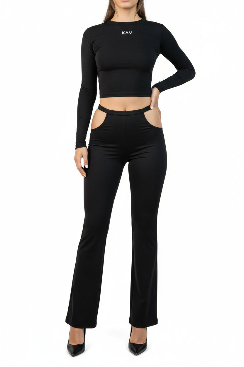 Black Waistband Cutout Leggings
