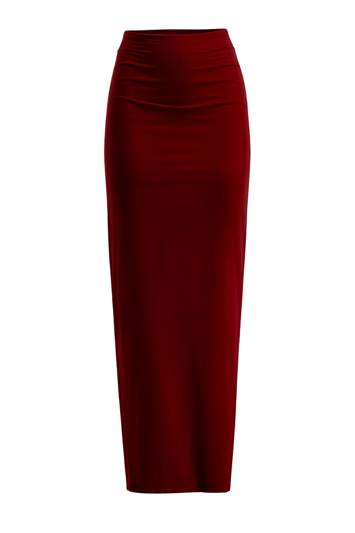 Dark Red Long Bodycon Cotton Jersey Skirt