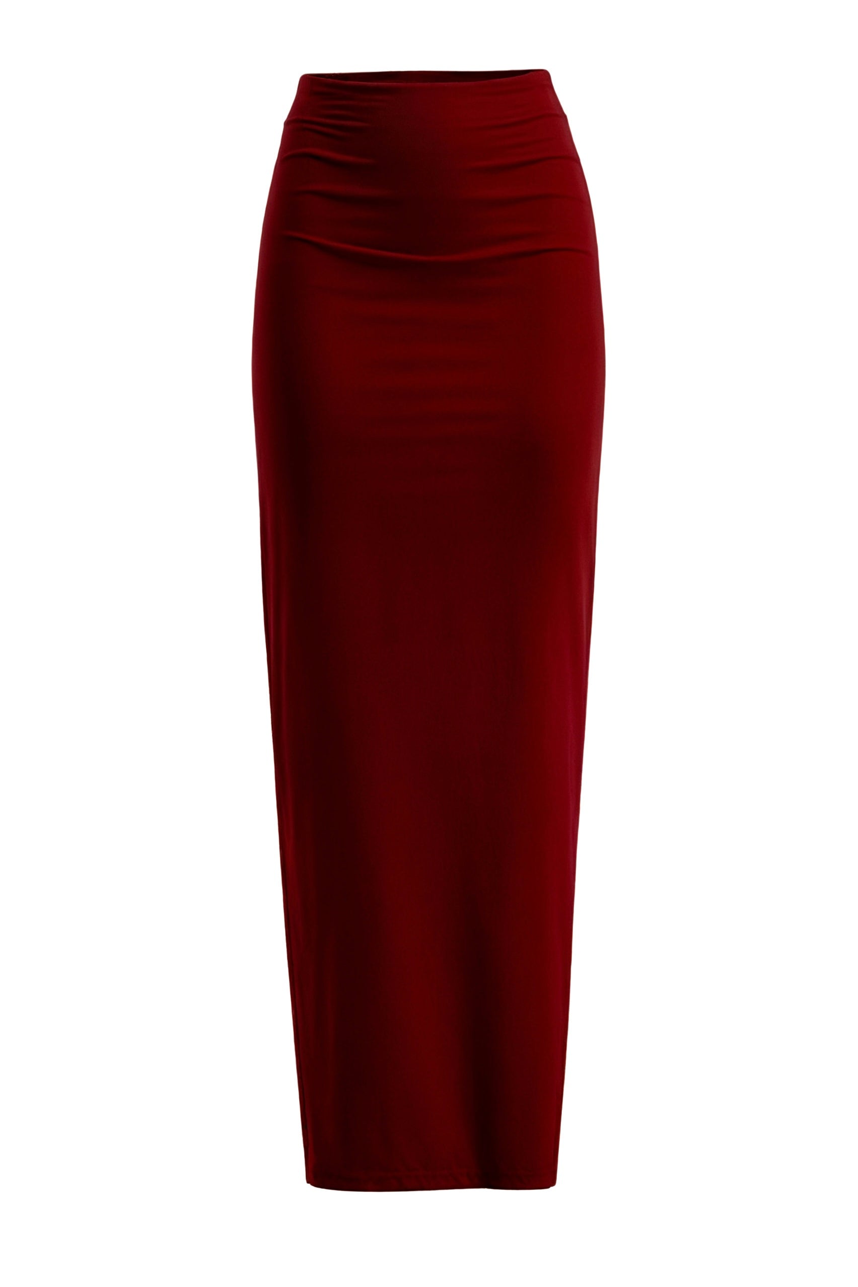 Dark Red Long Bodycon Cotton Jersey Skirt