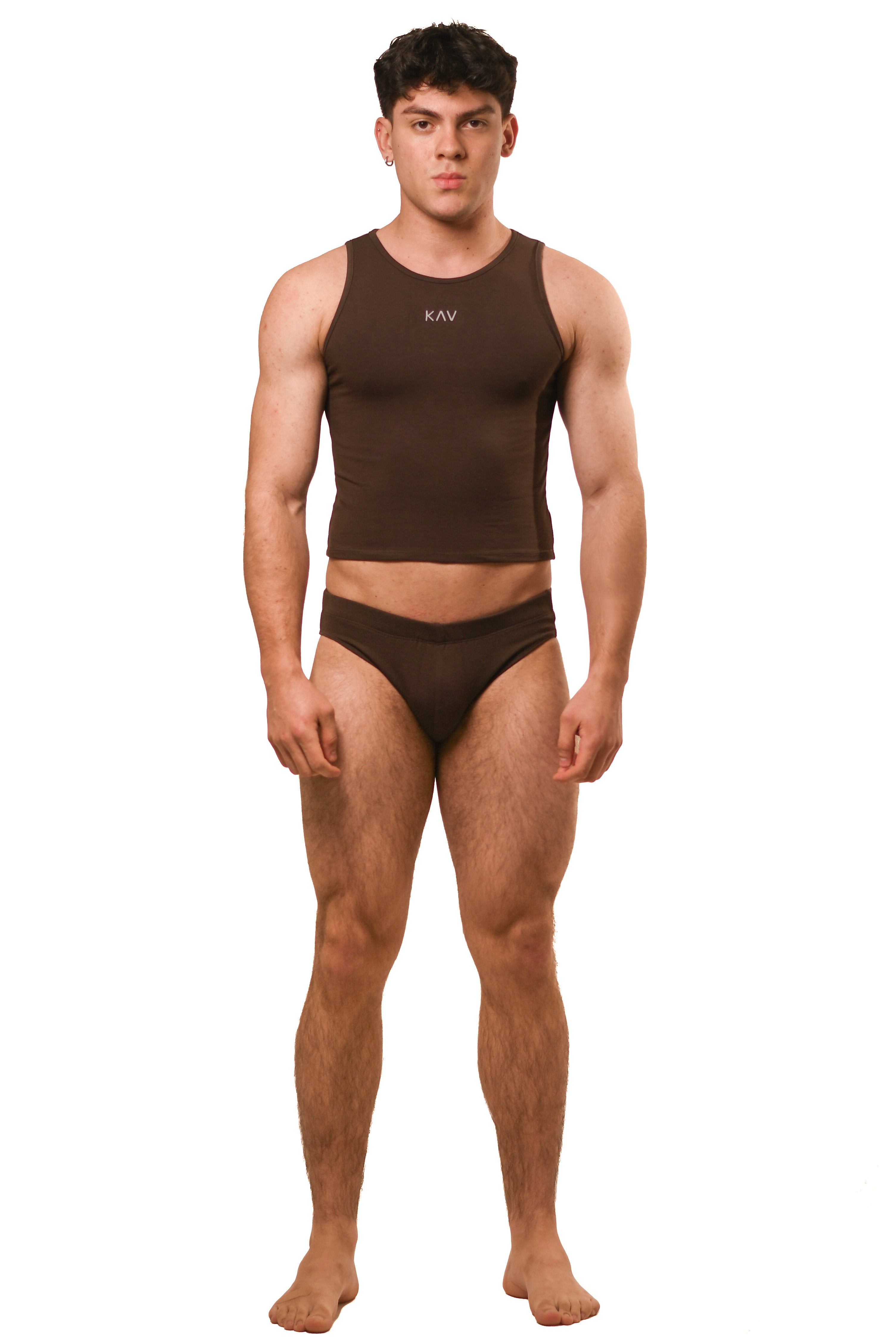 Hot Brown Magnet Brief Set