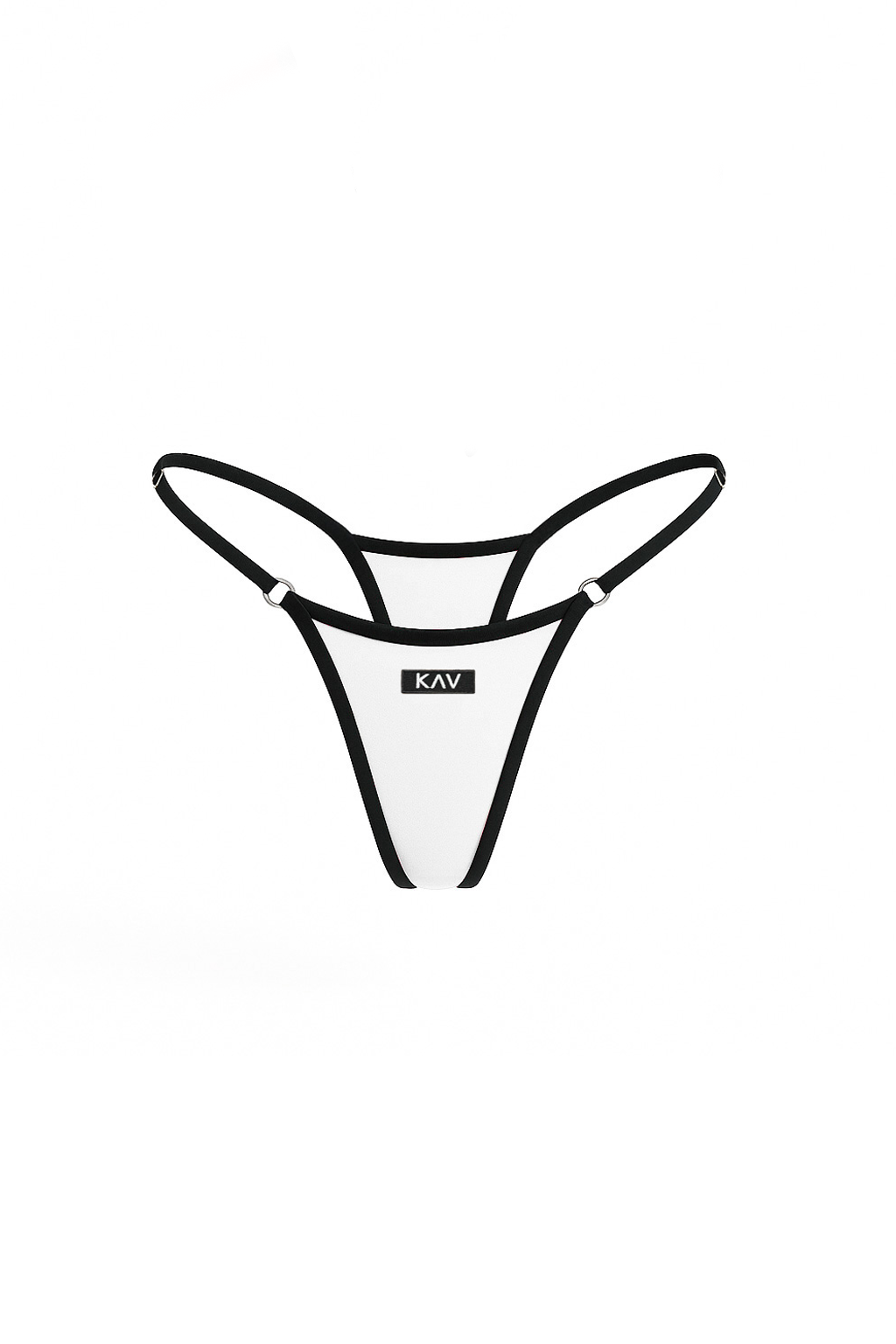 White Contrast Trim Embroidery Bikini Bottom