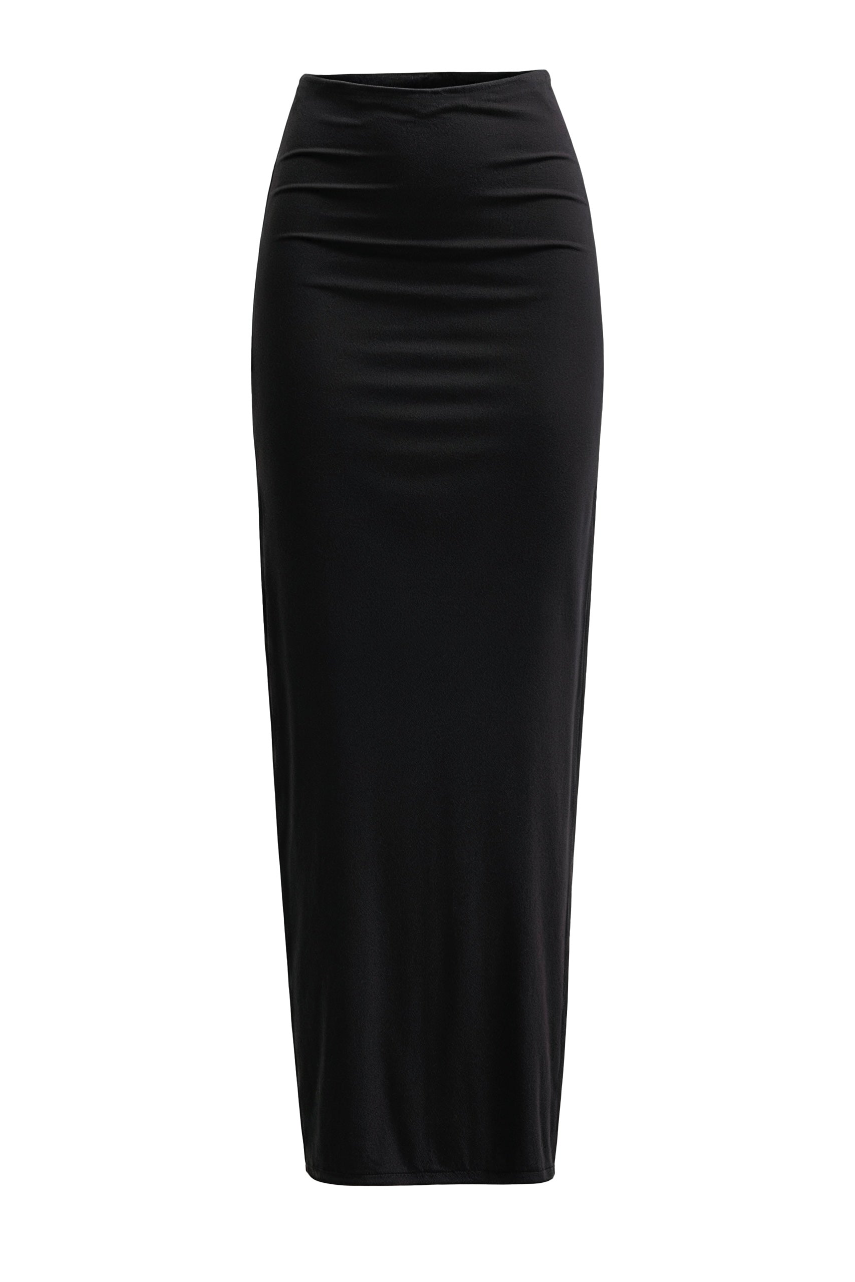Black Cotton Jersey Long Skirt