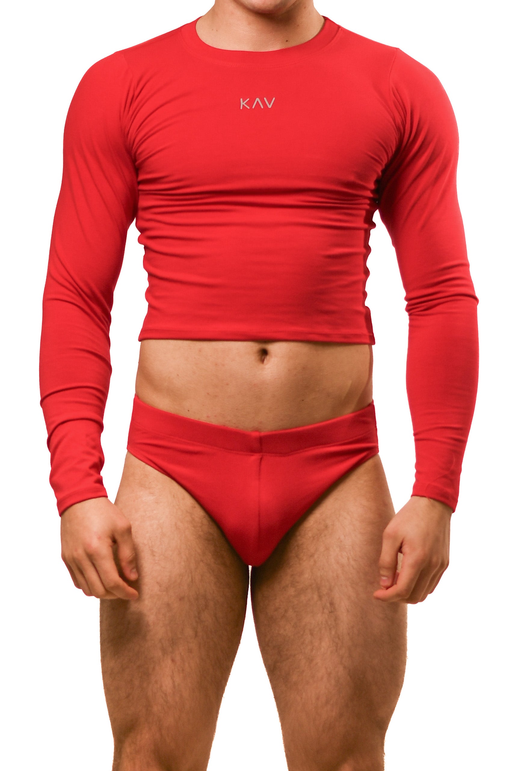 Red Long Sleeve Magnet Brief Set