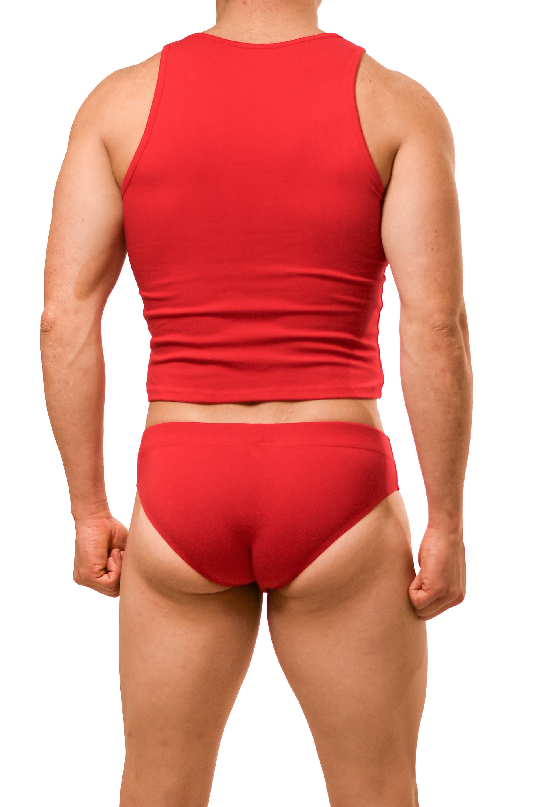 Red Magnet Tank Top Brief Set