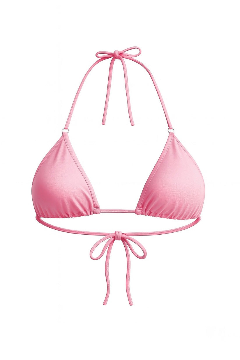 Pink Hoop Detail Triangle Bikini Top