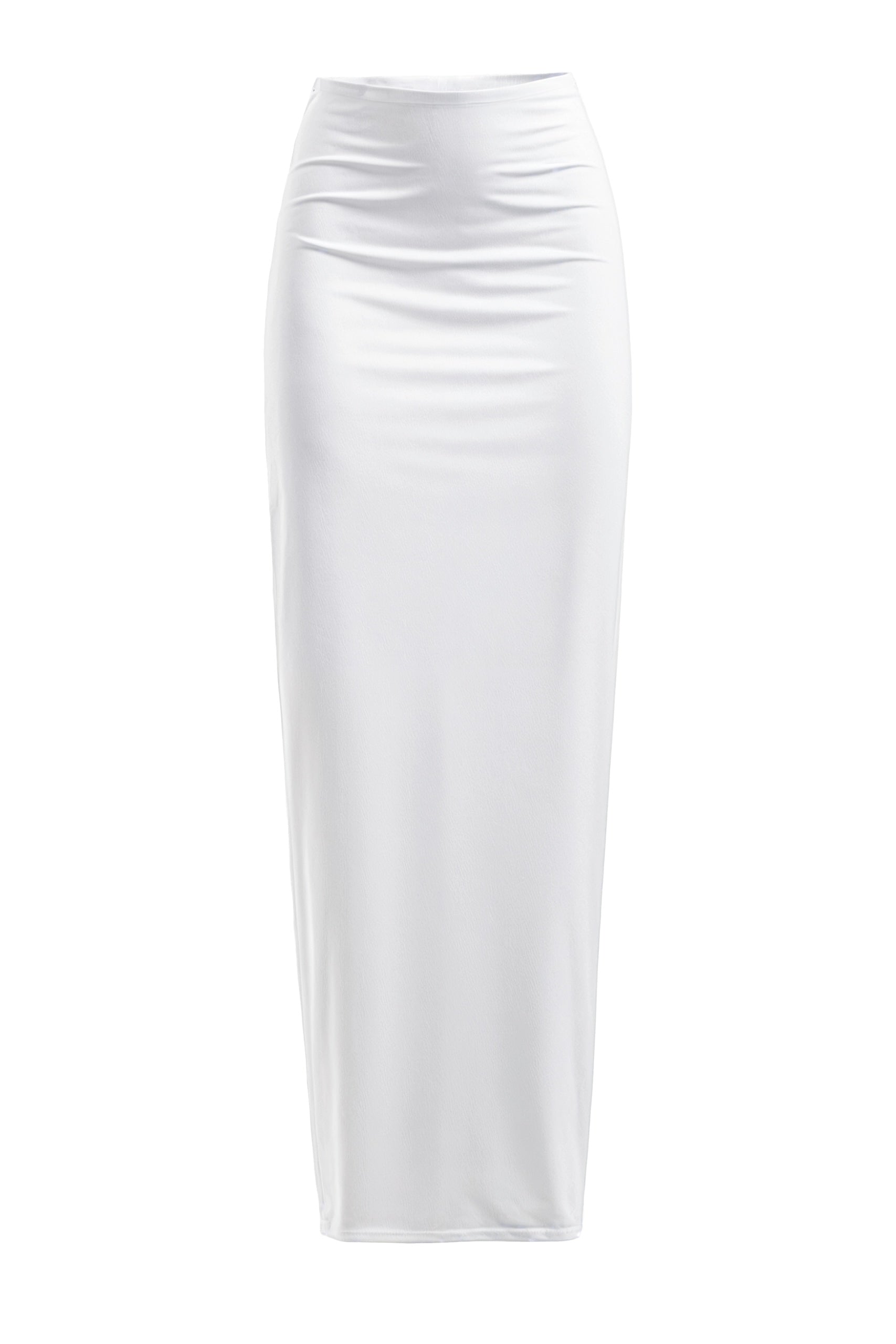 White Long Bodycon Cotton Jersey Skirt