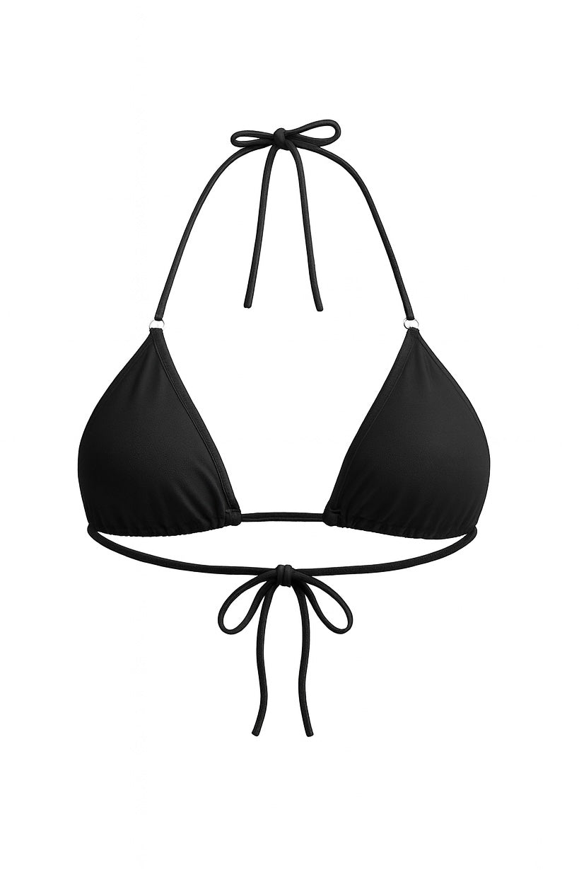 Black Hoop Detail Triangle Bikini Top