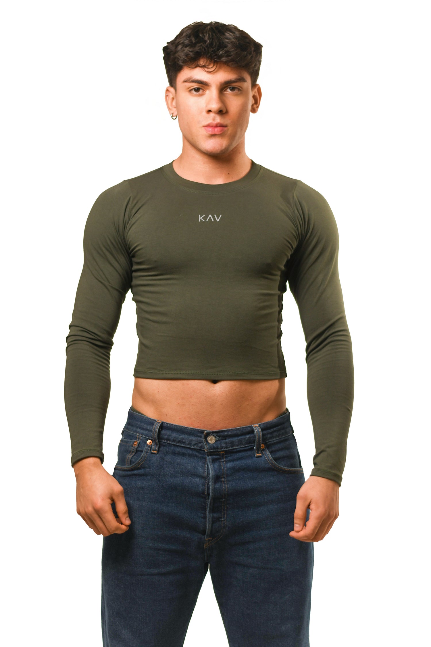 Dark Green Long Sleeve Magnet Top