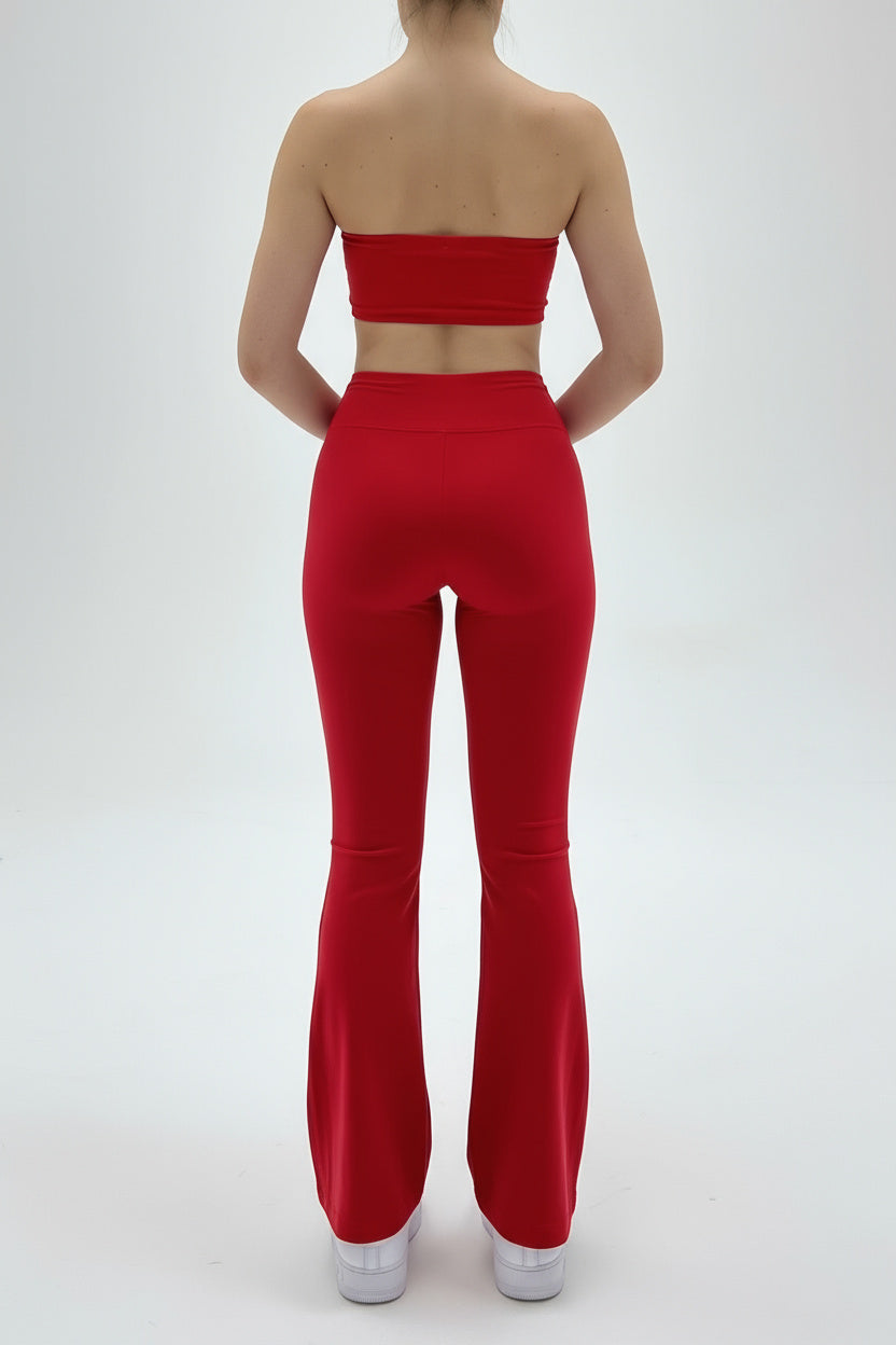 Red Seamless Straight-Cut Cotton Jersey Leggings