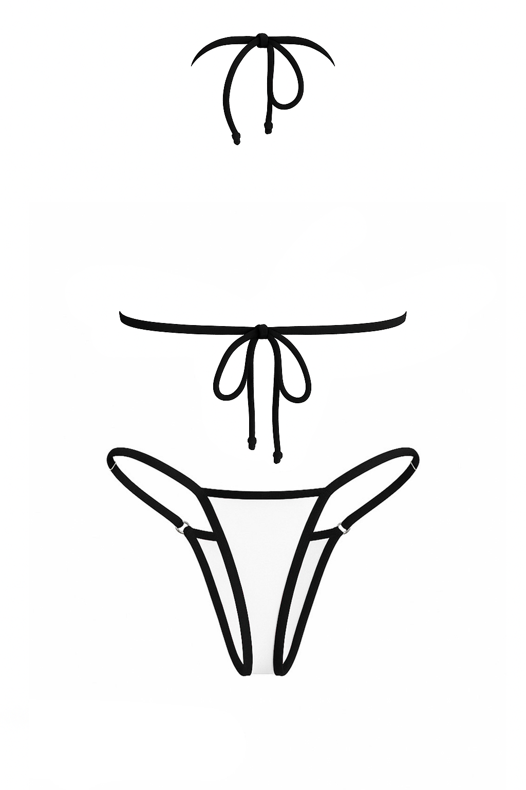 White Contrast Trim Two Piece Triangle Bikini