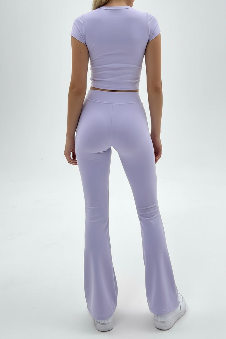 Lilac Basic Straight-Cut Cotton Jersey Leggings