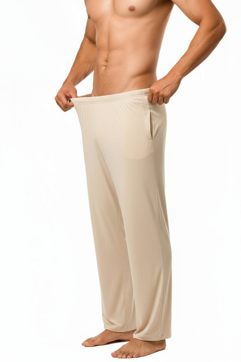 Beige Cotton Jersey Loose Pant