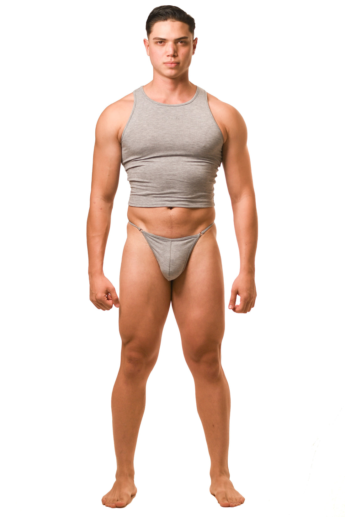 Gray Magnet Tank Top G-String Set