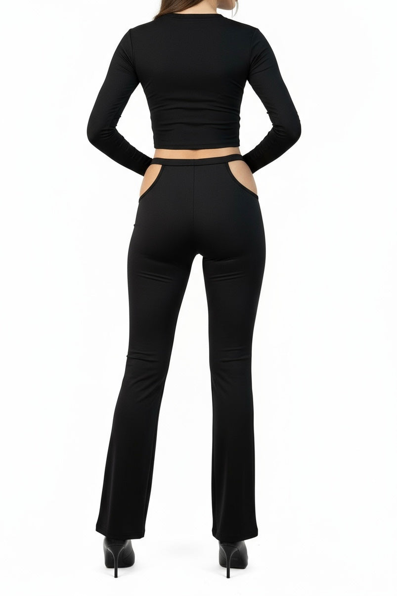 Black Waistband Cutout Leggings