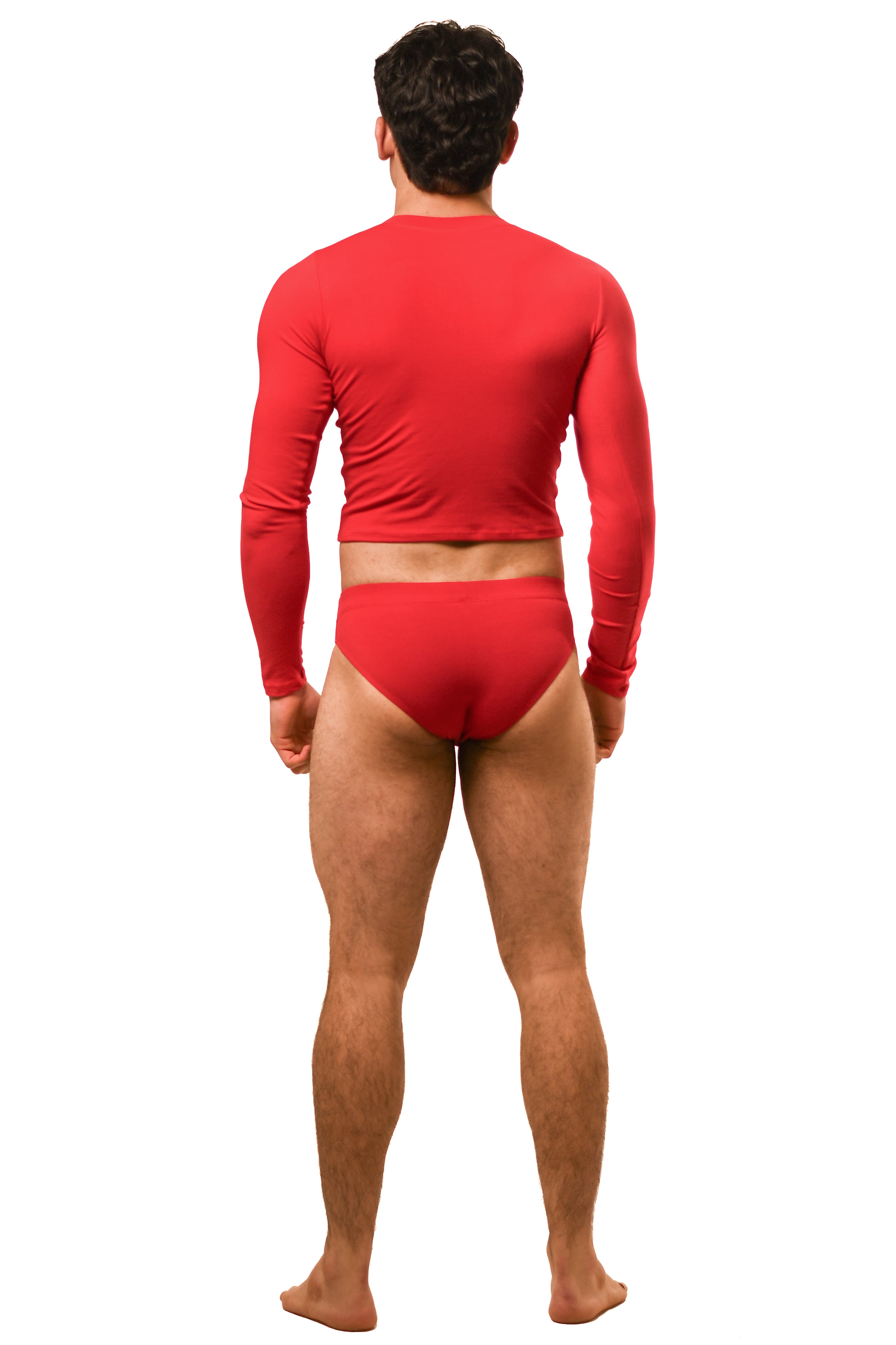 Red Long Sleeve Magnet Brief Set