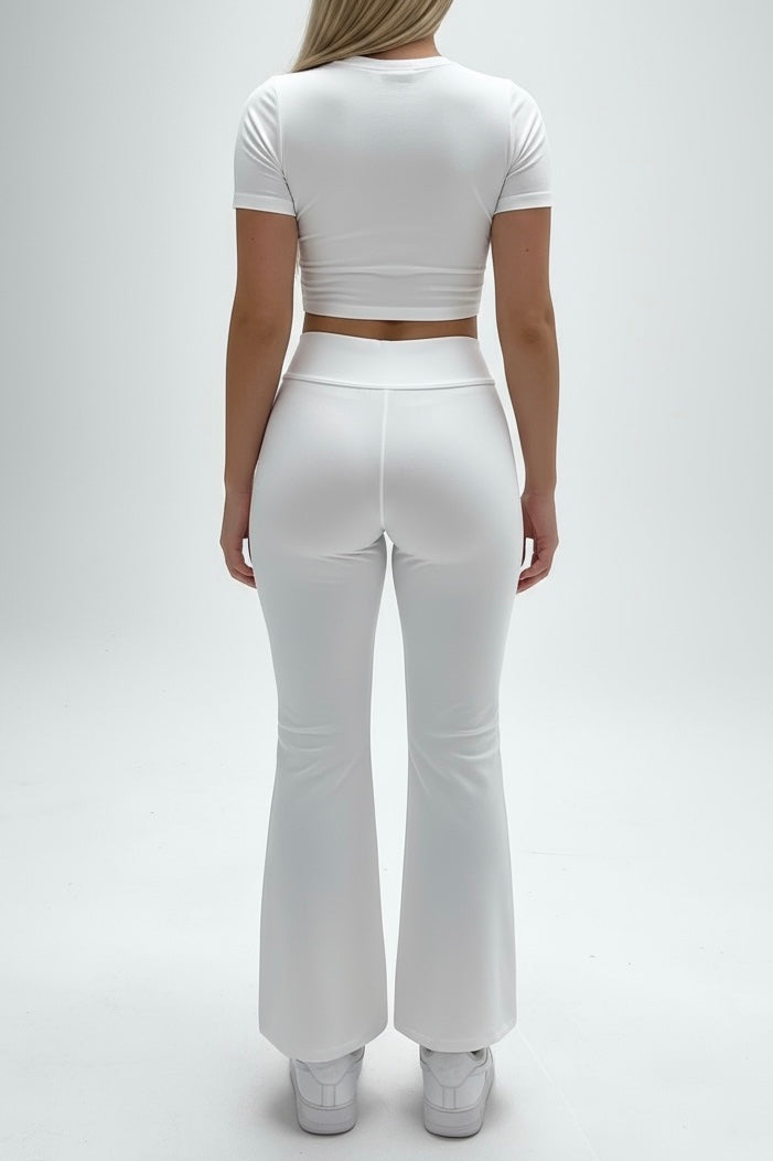 White Basic Straight-Cut Cotton Jersey Leggings