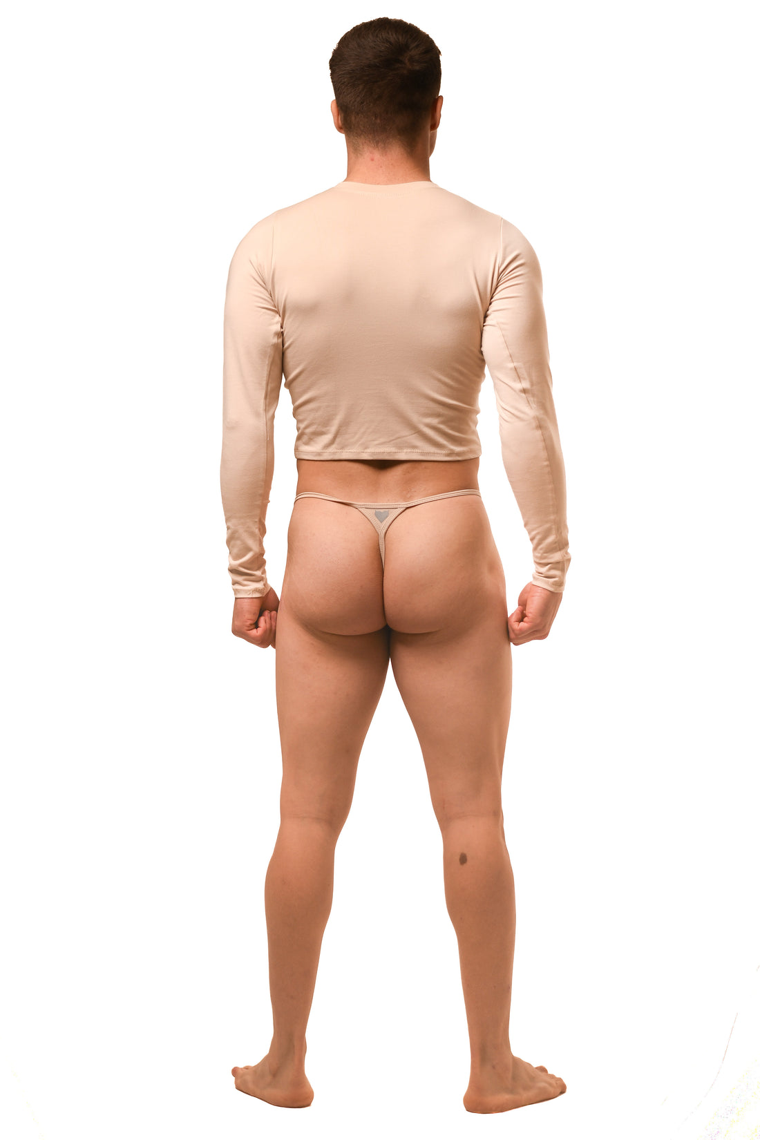 Beige Long Sleeve Magnet G-String Set