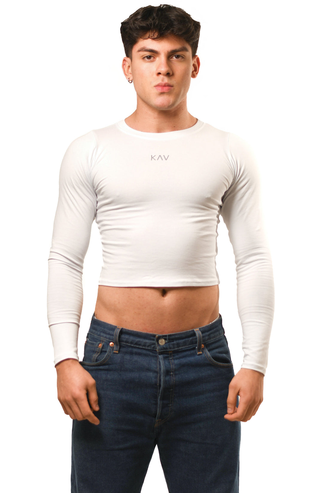 White Long Sleeve Magnet Top