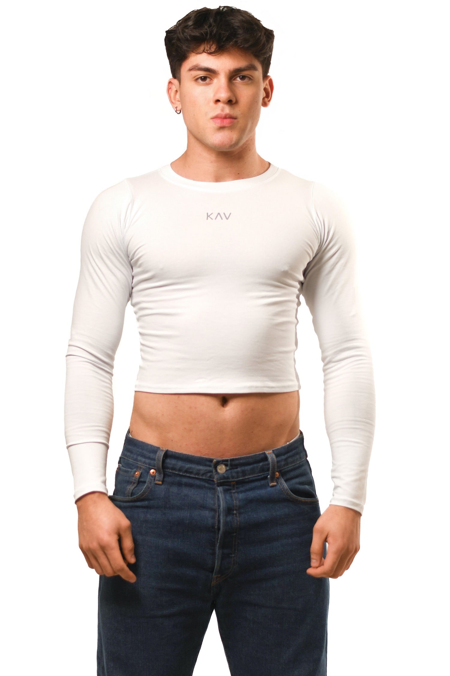 White Long Sleeve Magnet Top