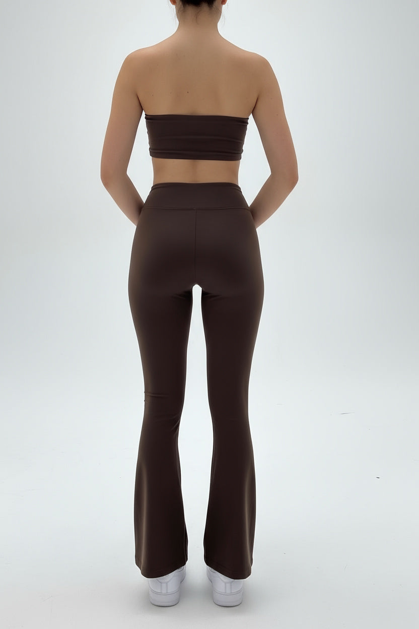 Dark Brown Seamless Straight-Cut Cotton Jersey Leggings