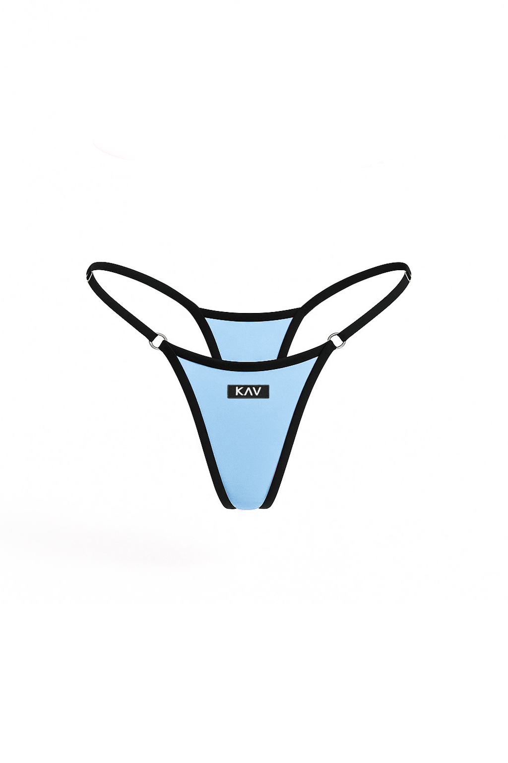 Baby Blue Contrast Trim Embroidery Bikini Bottom