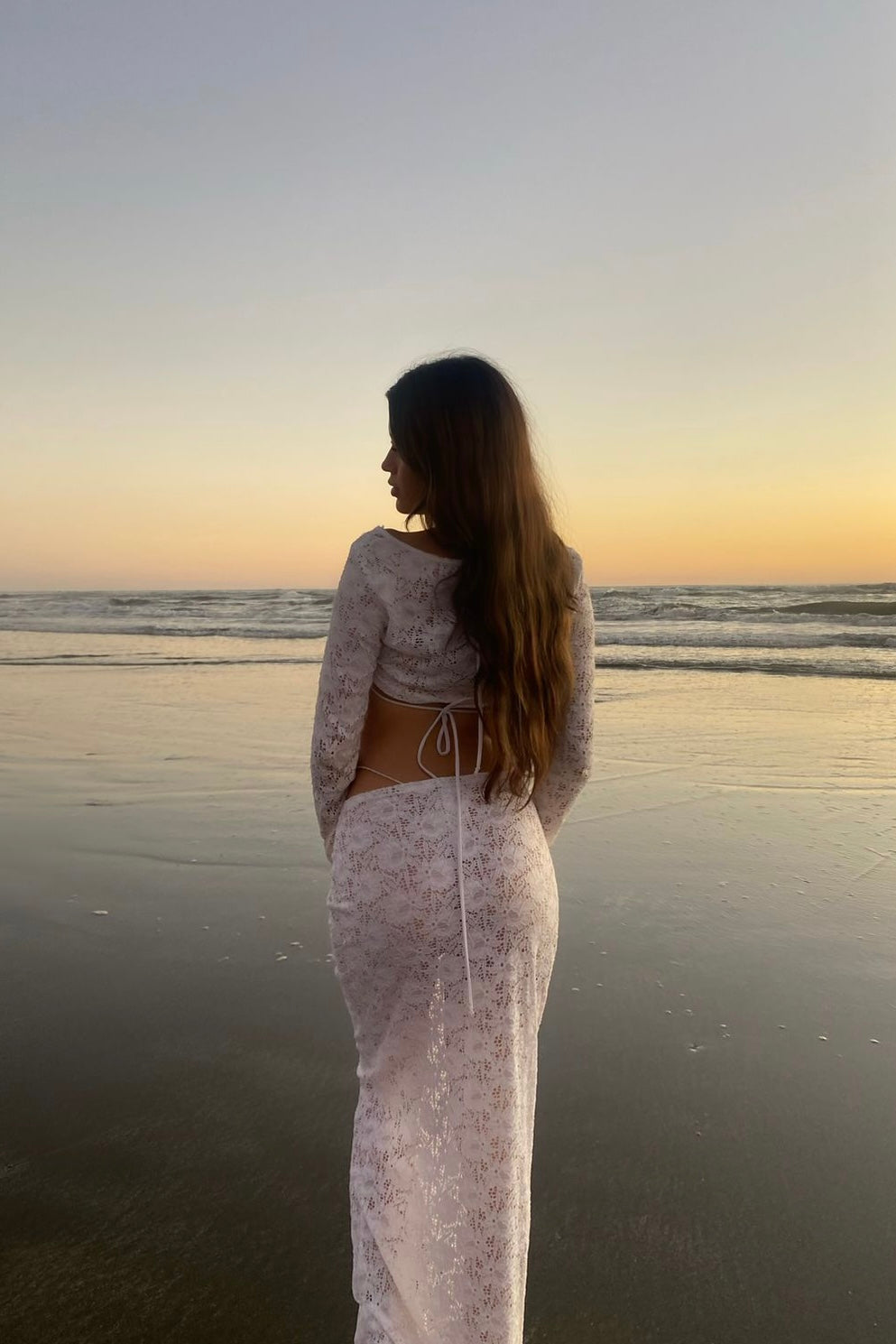White Long Bodycon Lace Skirt