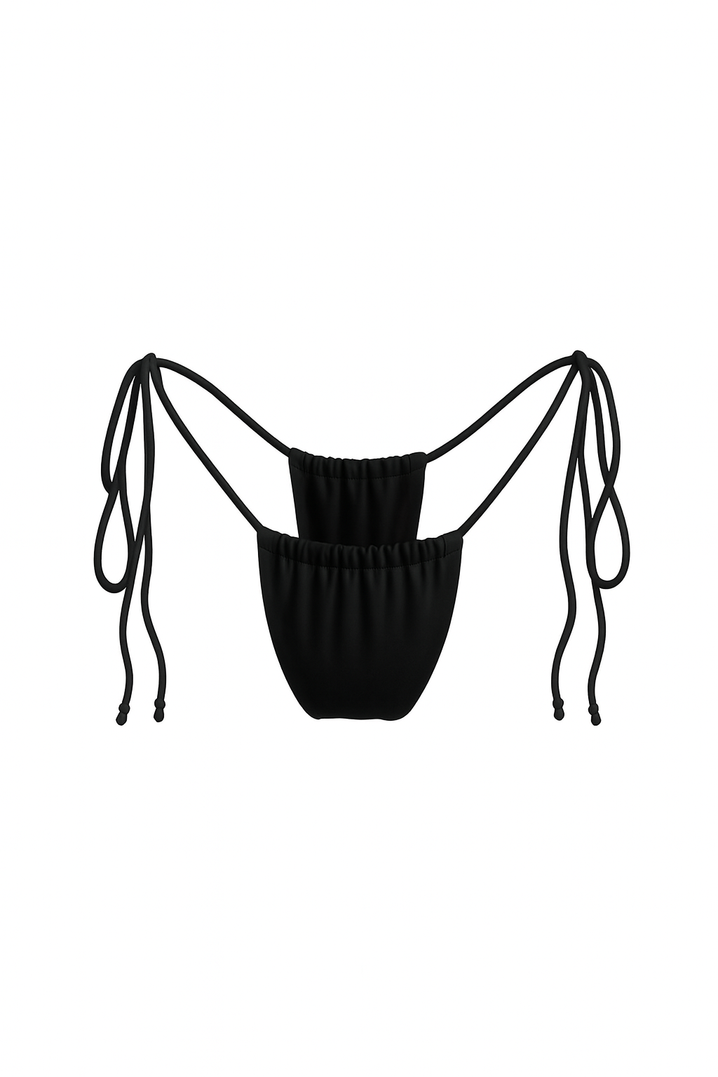 Black Tie-Side Ruched Bikini Bottom