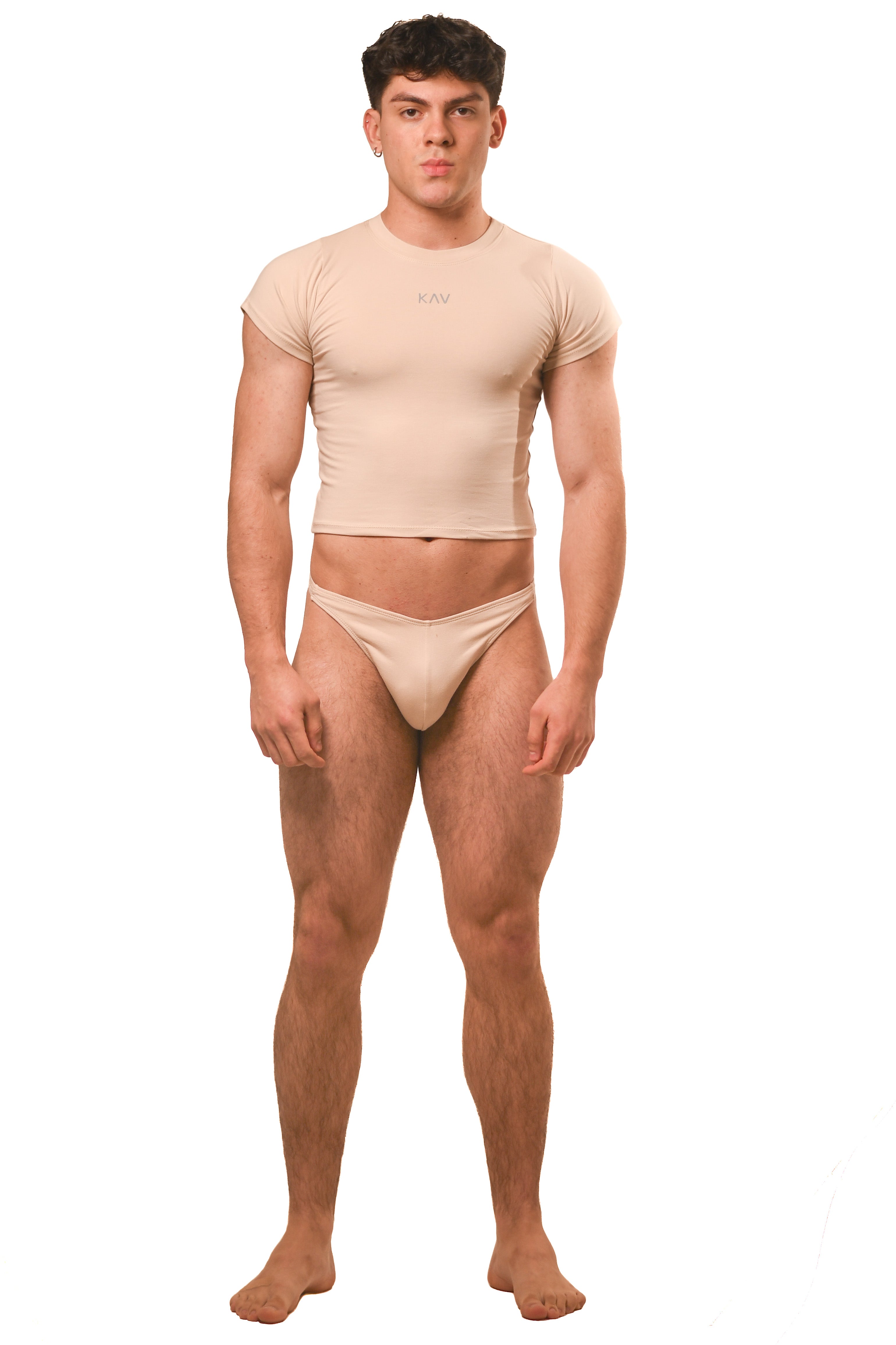 Beige Magnet Baby Tee Thong Set