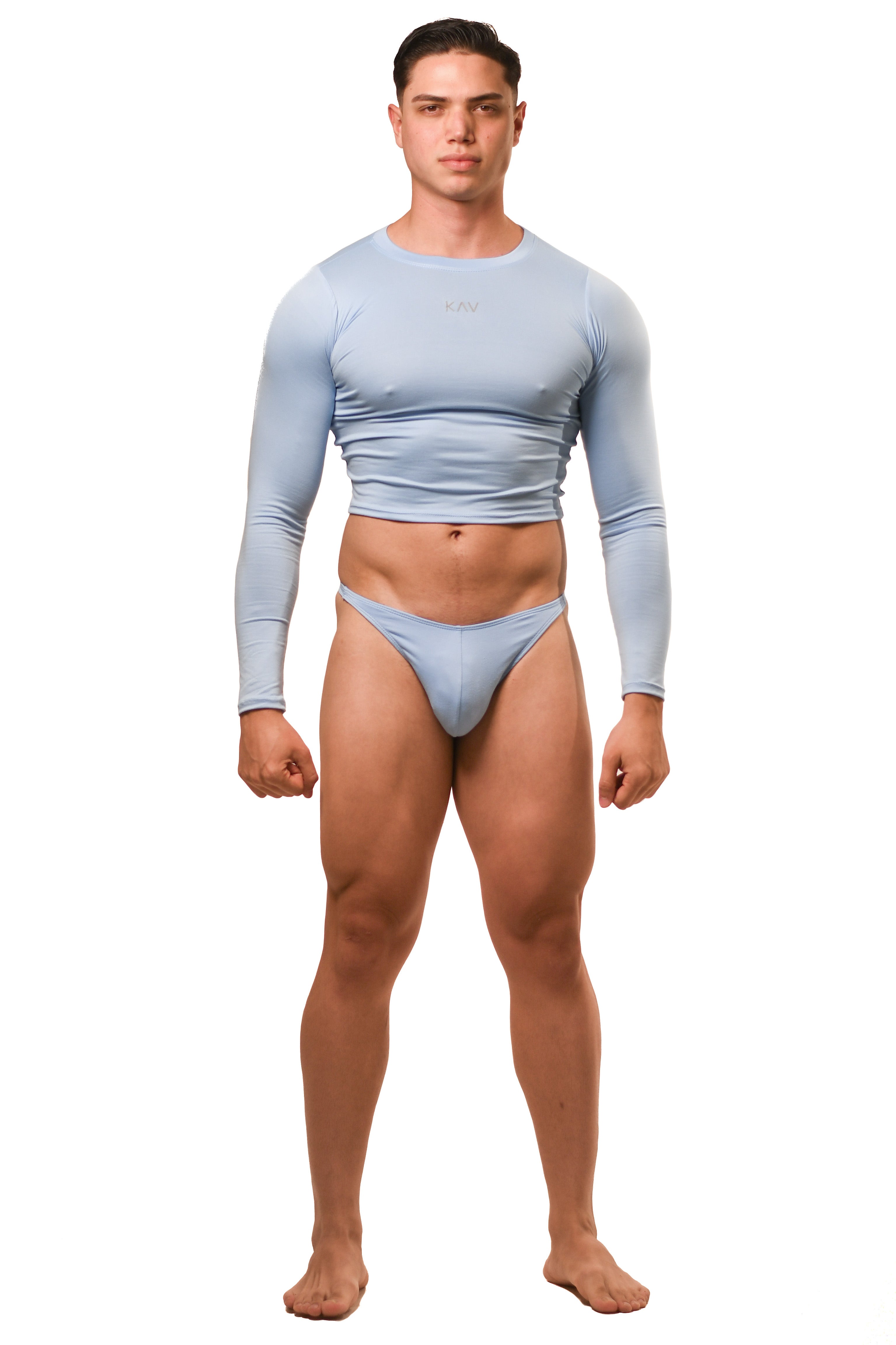 Baby Blue Long Sleeve Magnet Thong Set