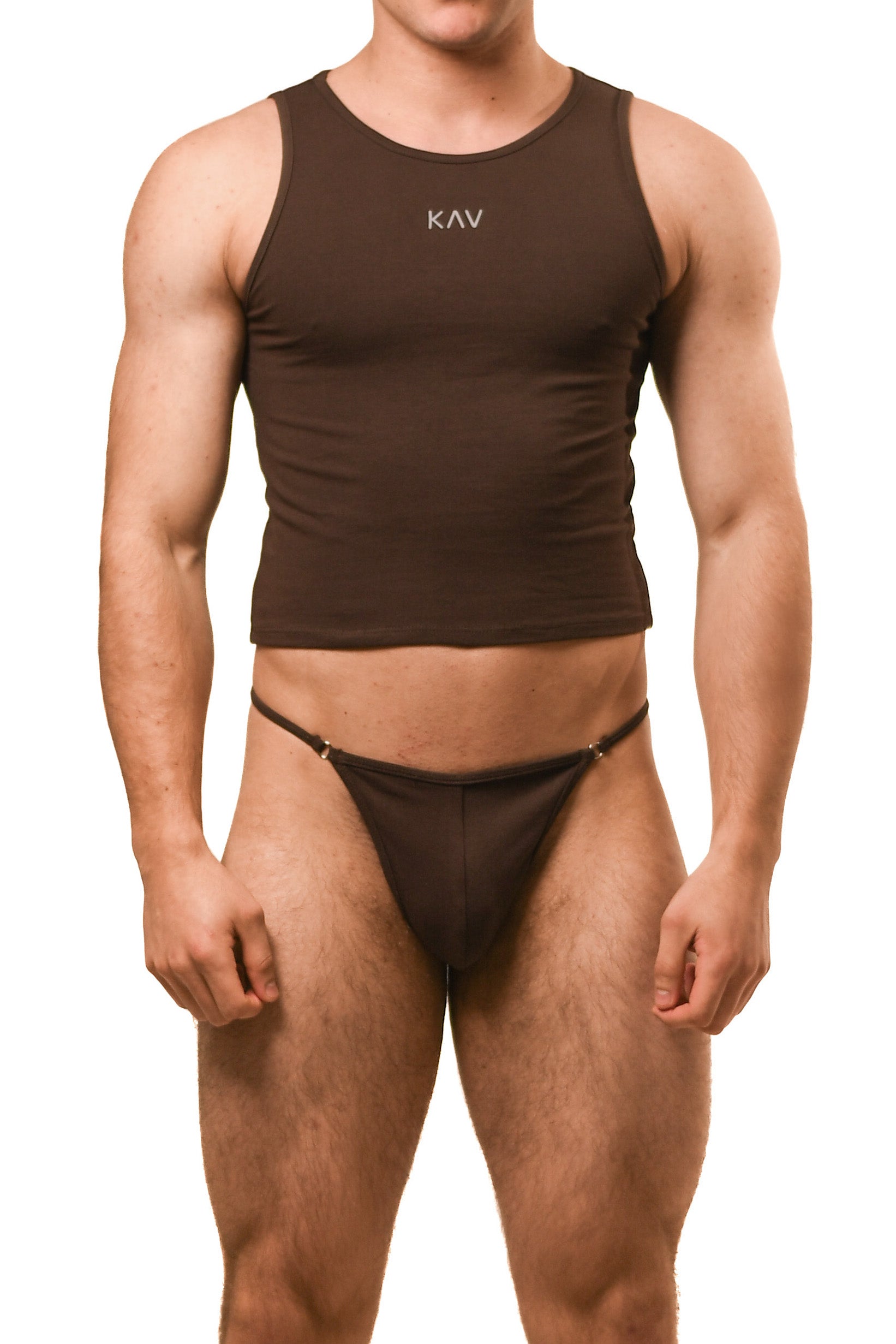 Hot Brown G- String Cotton Jersey Set