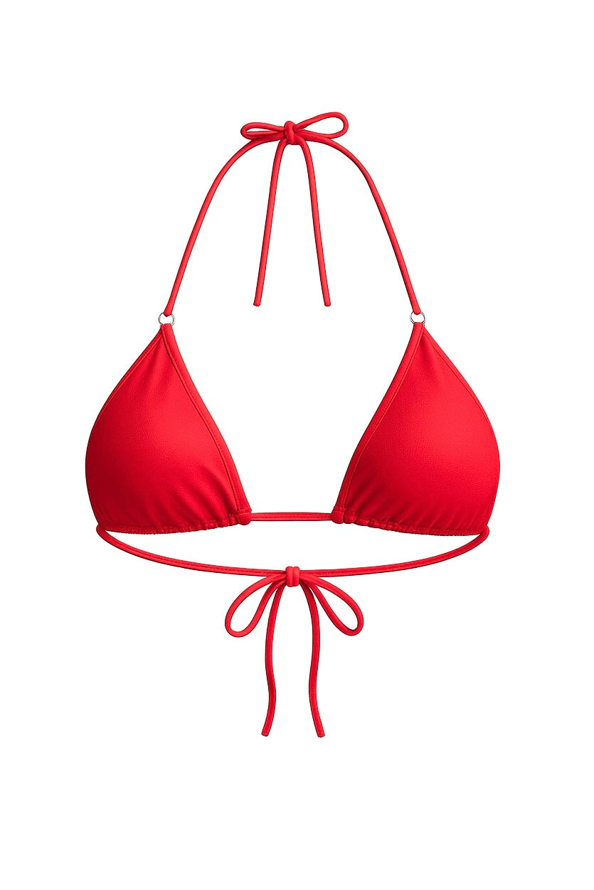 Red Hoop Detail Triangle Bikini Top