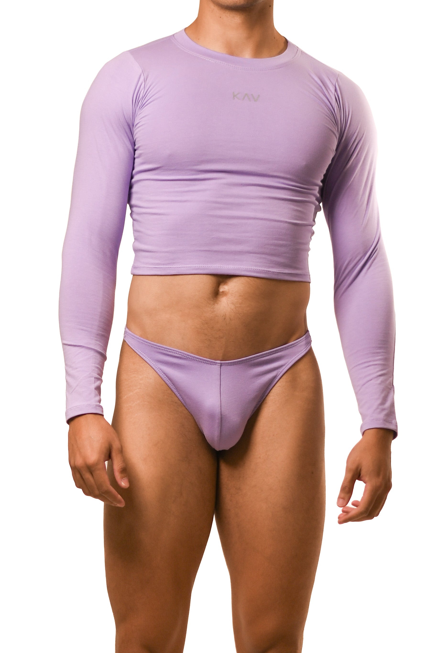 Lilac Long Sleeve Magnet Thong Set