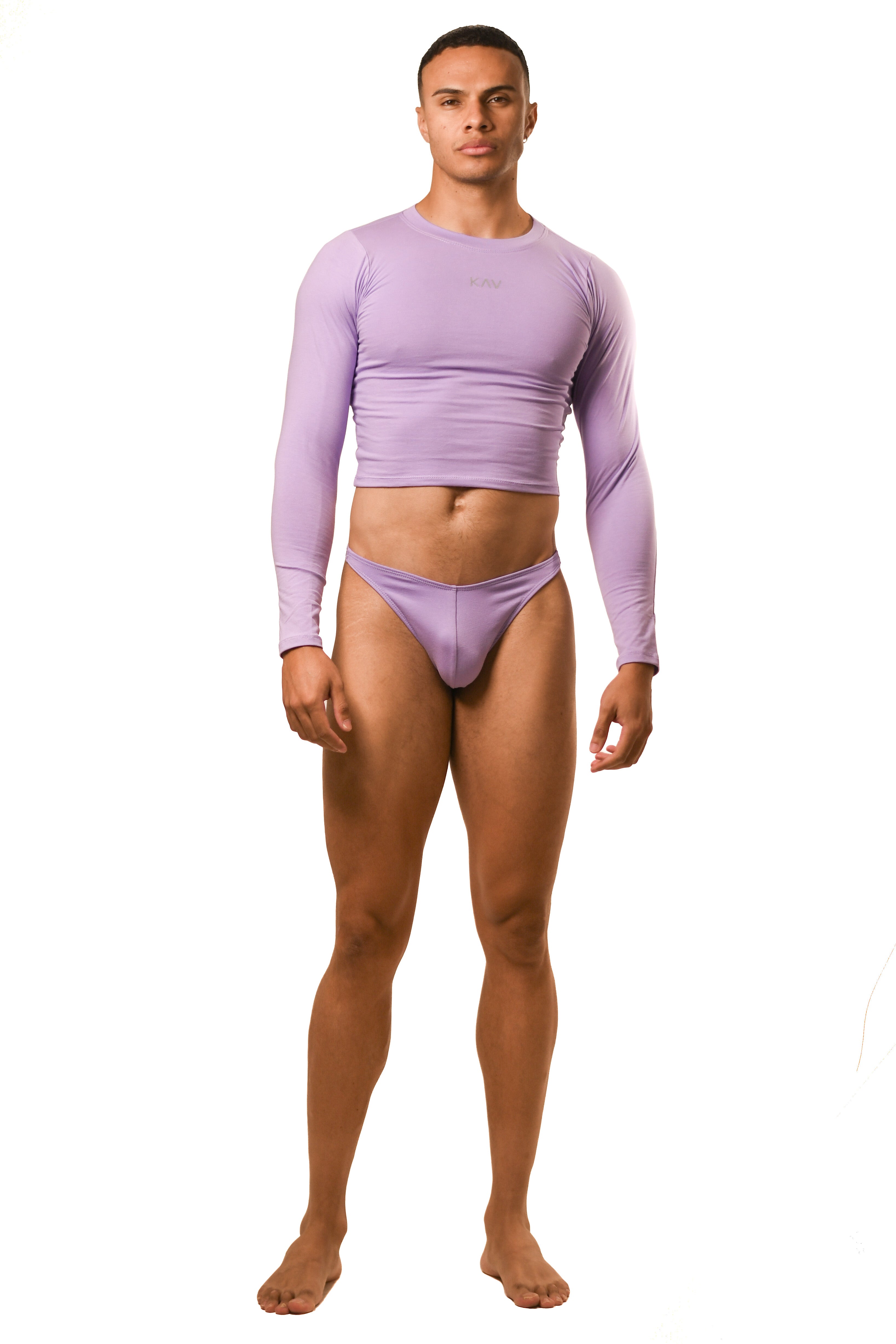 Lilac Long Sleeve Magnet Thong Set