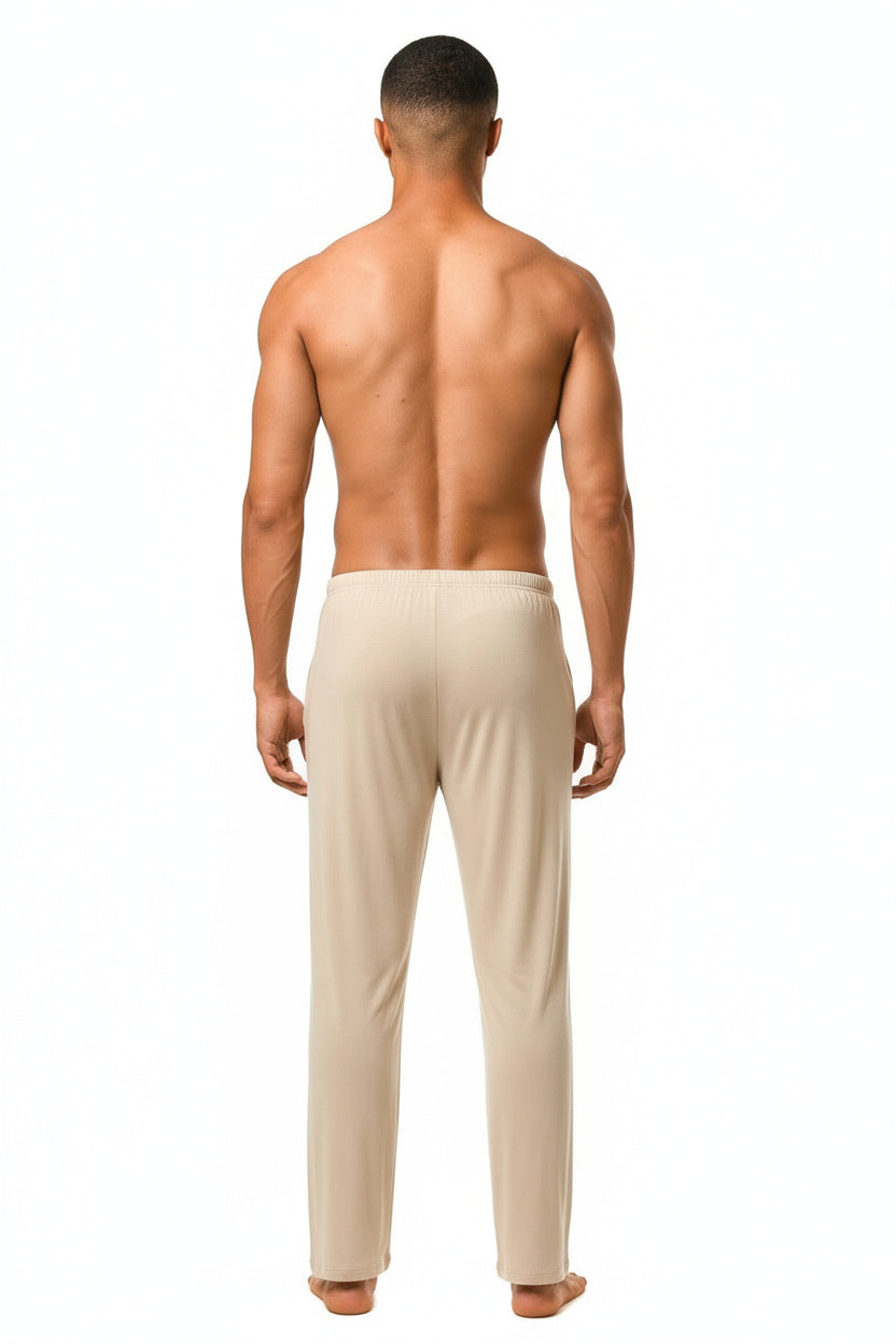 Beige Cotton Jersey Loose Pant