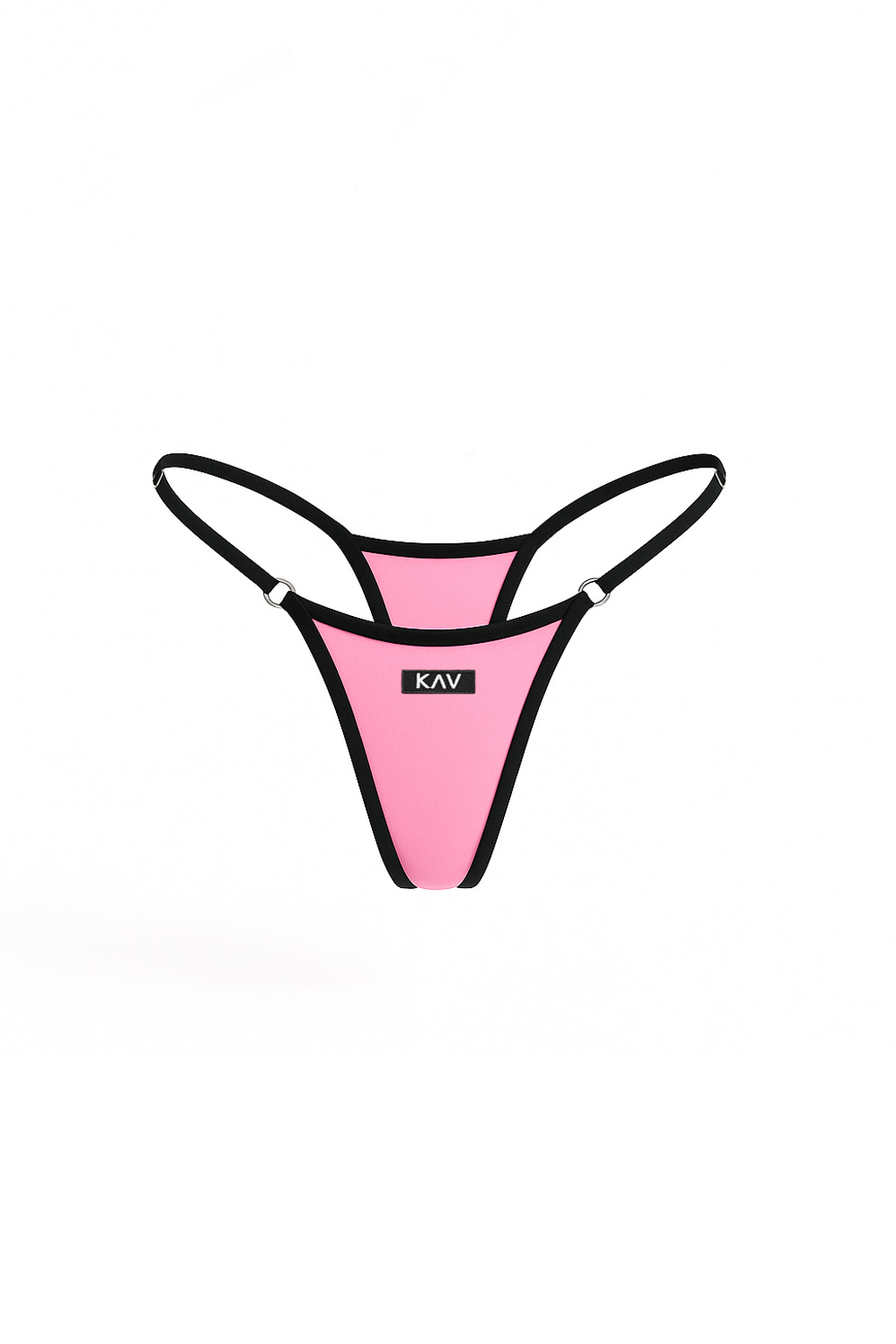 Pink Contrast Trim Embroidery Bikini Bottom