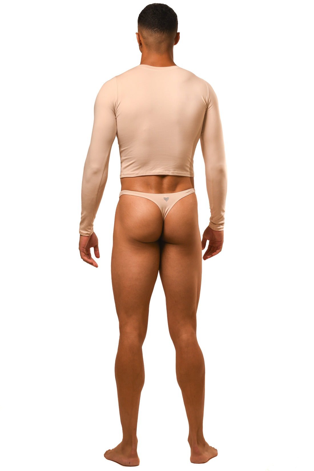 Beige Long Sleeve Magnet Thong Set