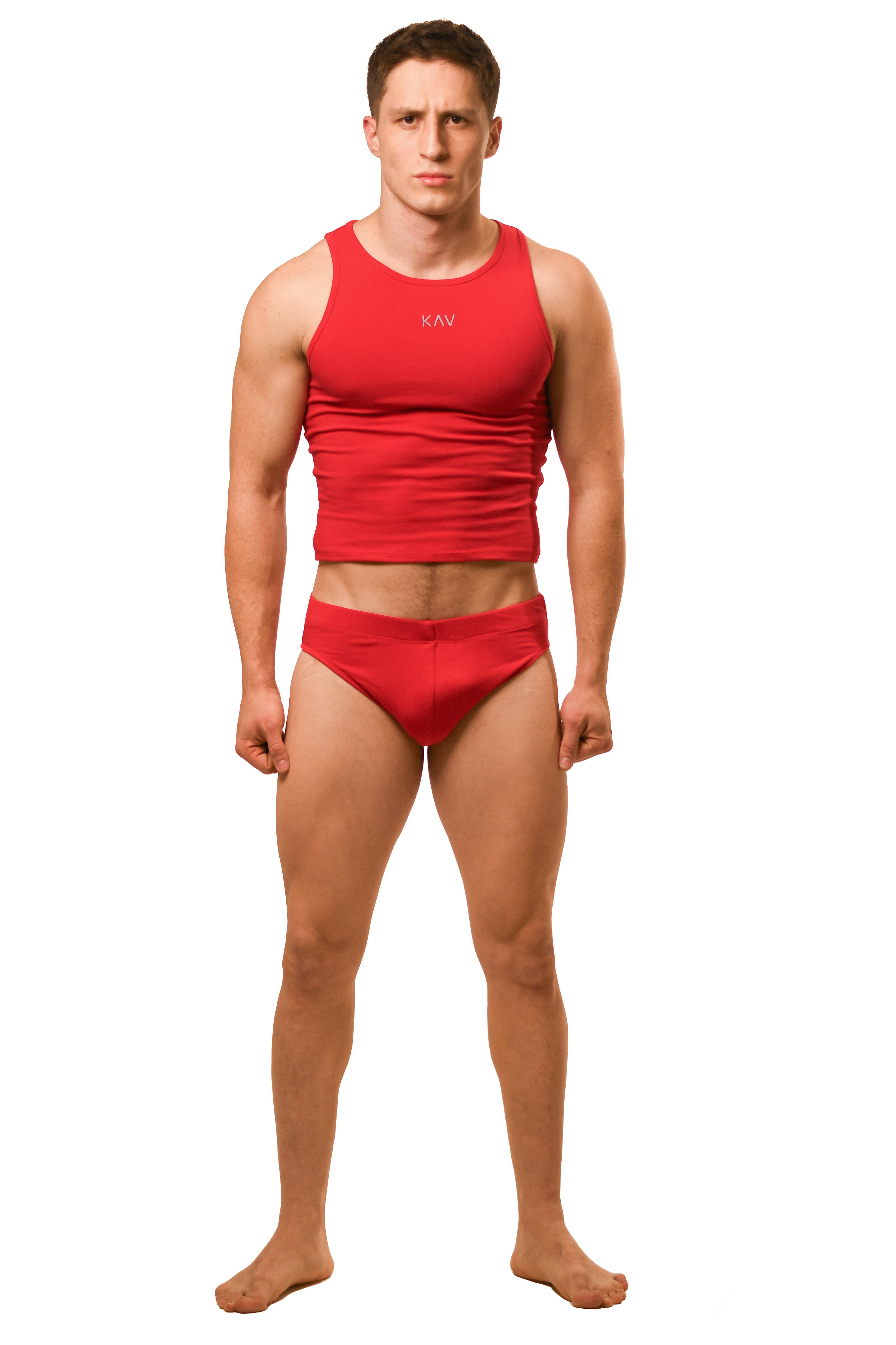 Red Magnet Tank Top Brief Set