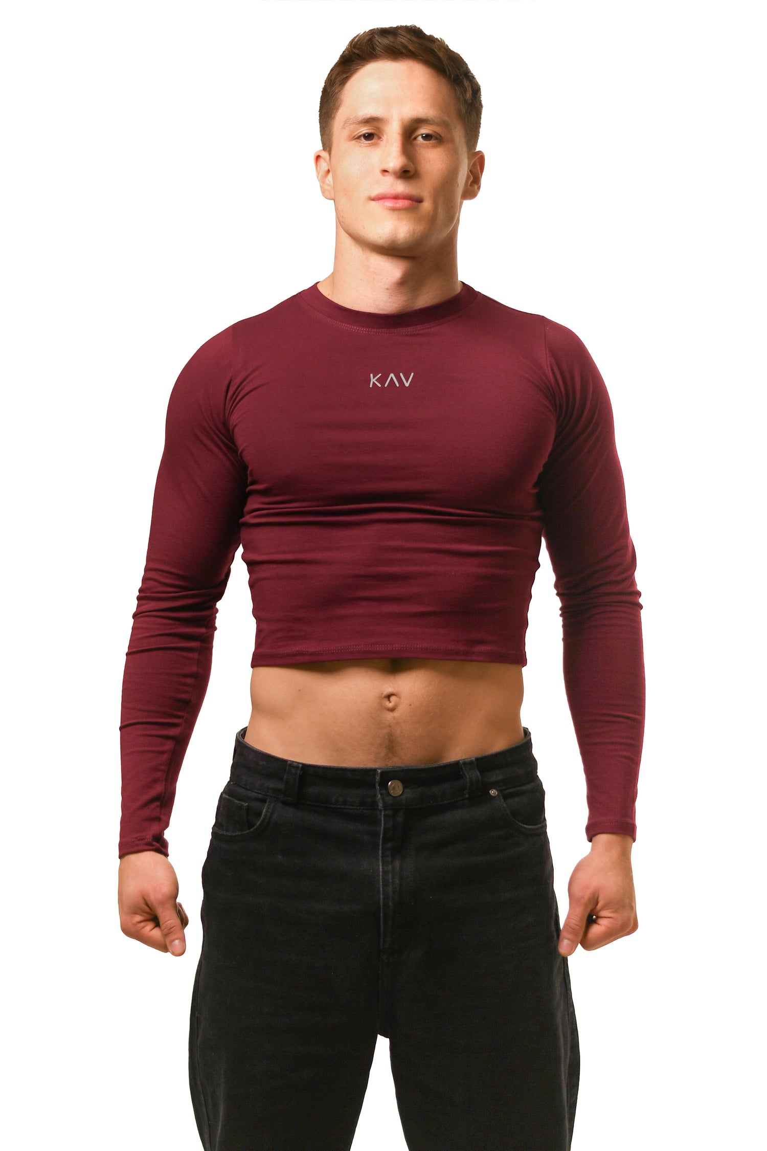 Dark Red Long Sleeve Magnet Top