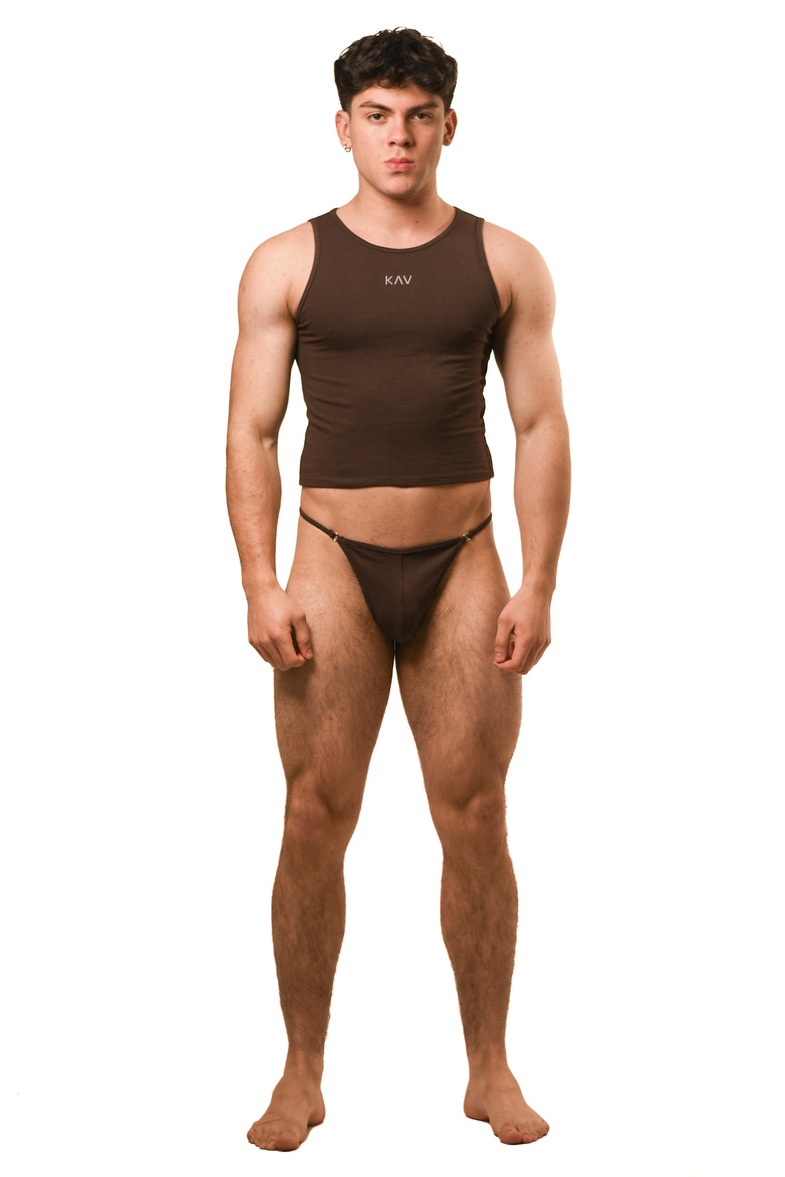Hot Brown G- String Cotton Jersey Set